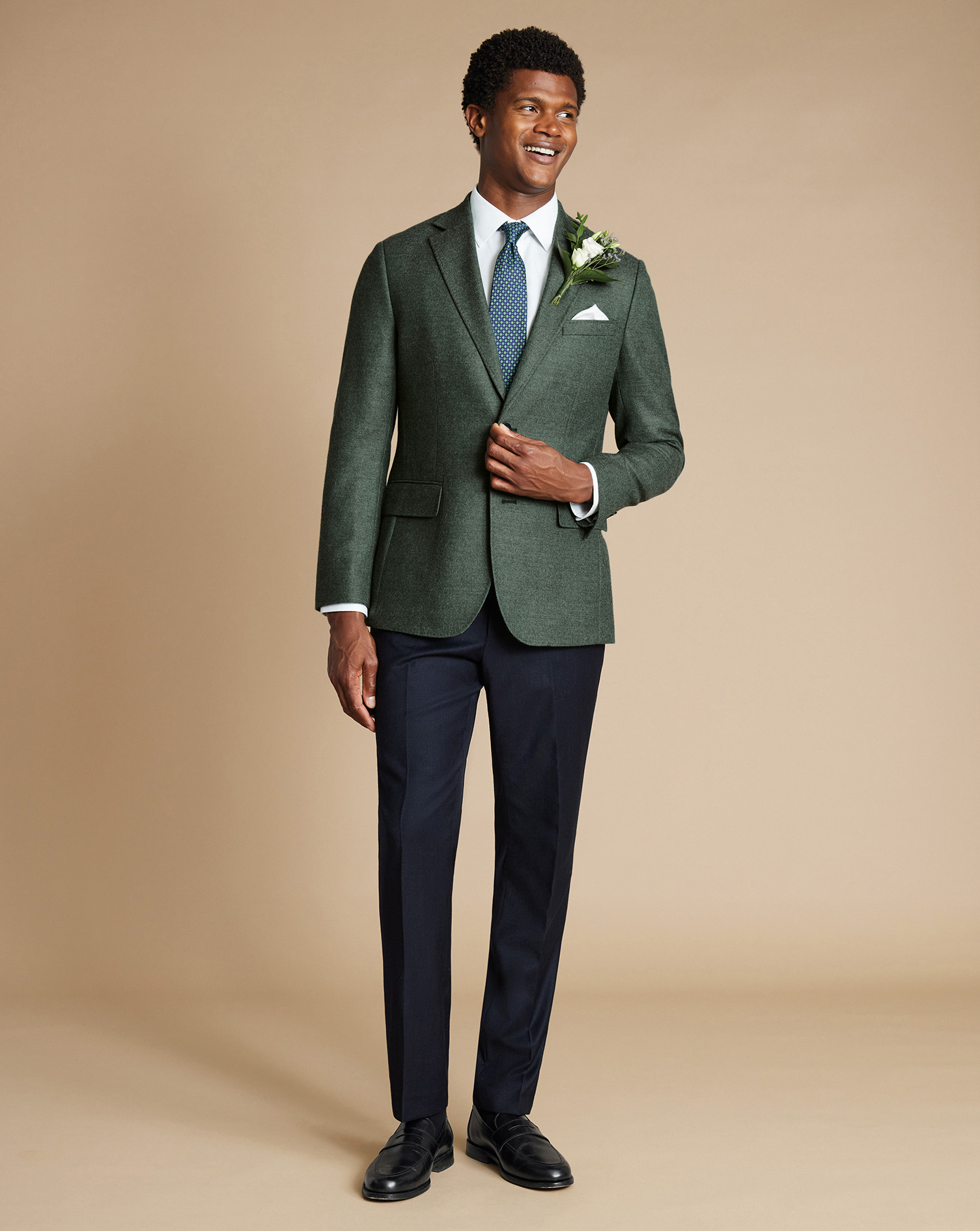 Wool Texture Twill Jacket - Sage Green