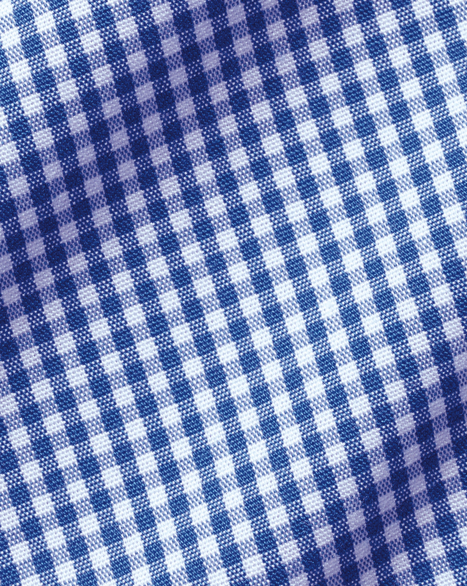 Cutaway Collar Non-Iron Poplin Mini Gingham Check Shirt - Cobalt Blue