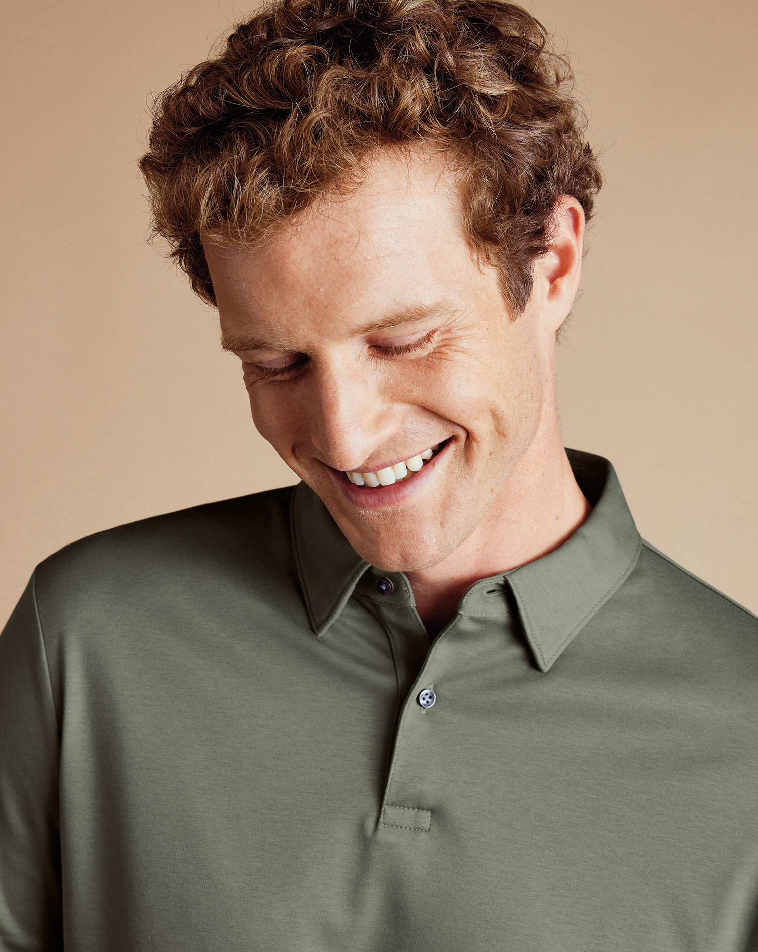 Long Sleeve Smart Jersey Polo - Sage Green