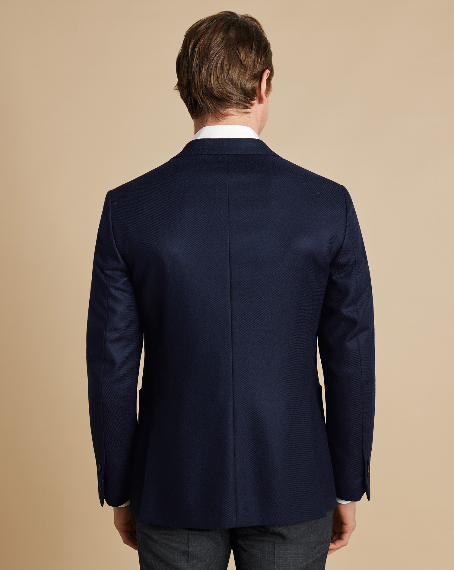 Wool Silk Double Breasted Jacket - French Navy