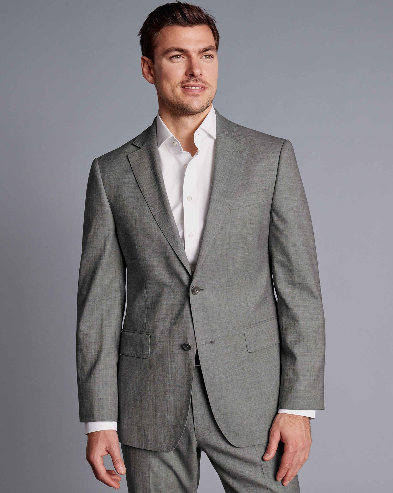 Sharkskin Suit Jacket - Light Grey