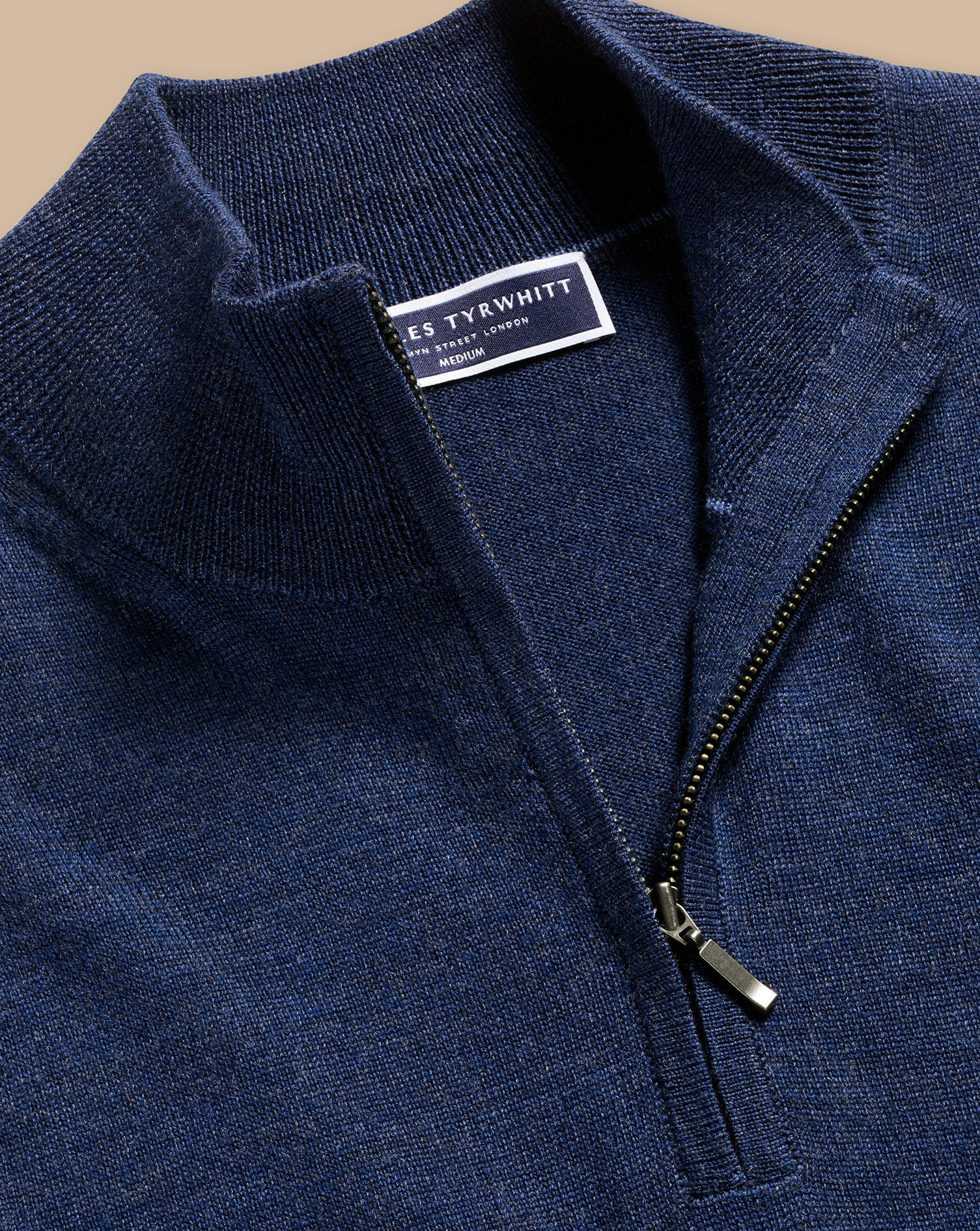 Pure Merino Zip Neck Jumper - Ink Blue