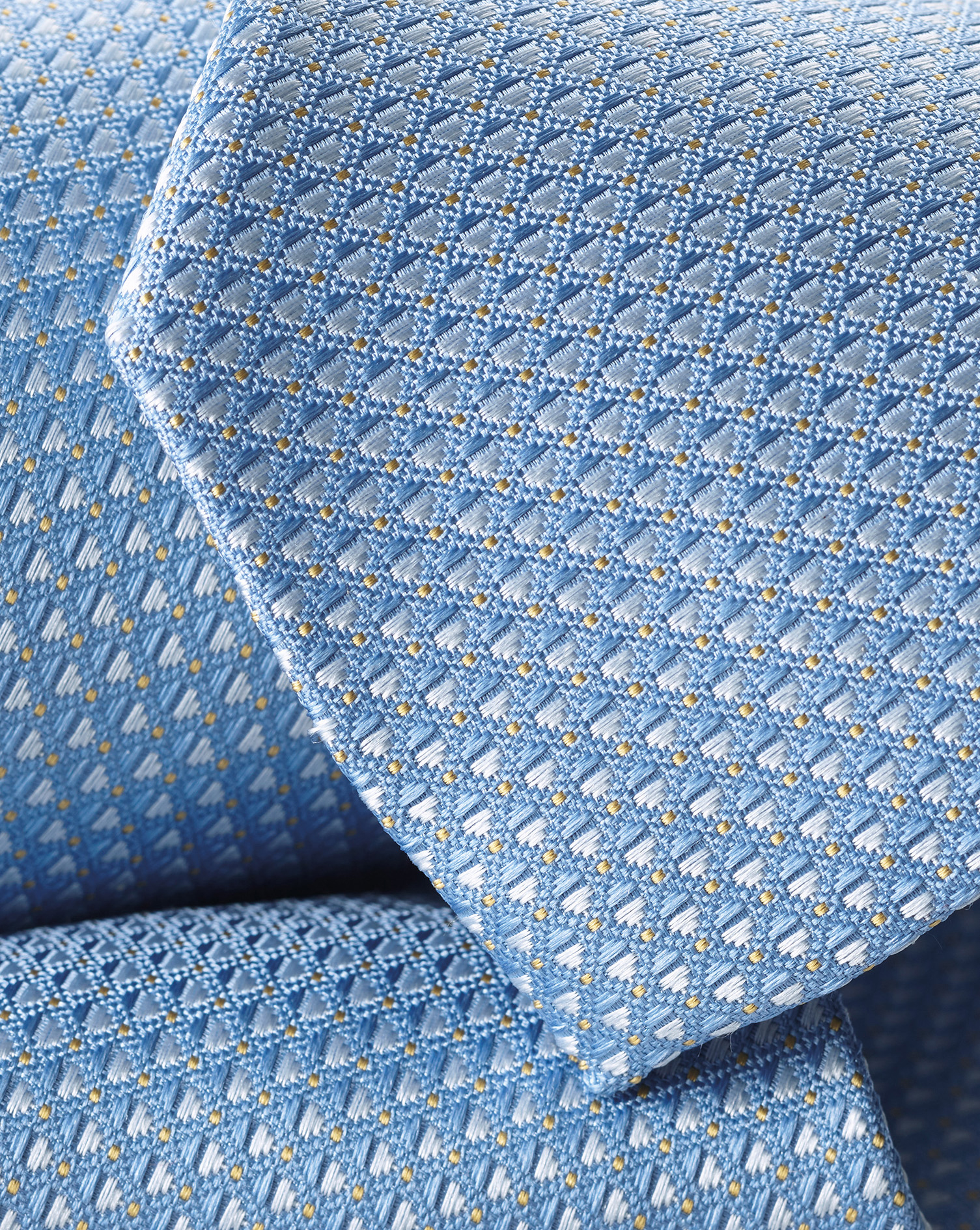 Semi Plain Silk Pattern Tie - Ice Blue