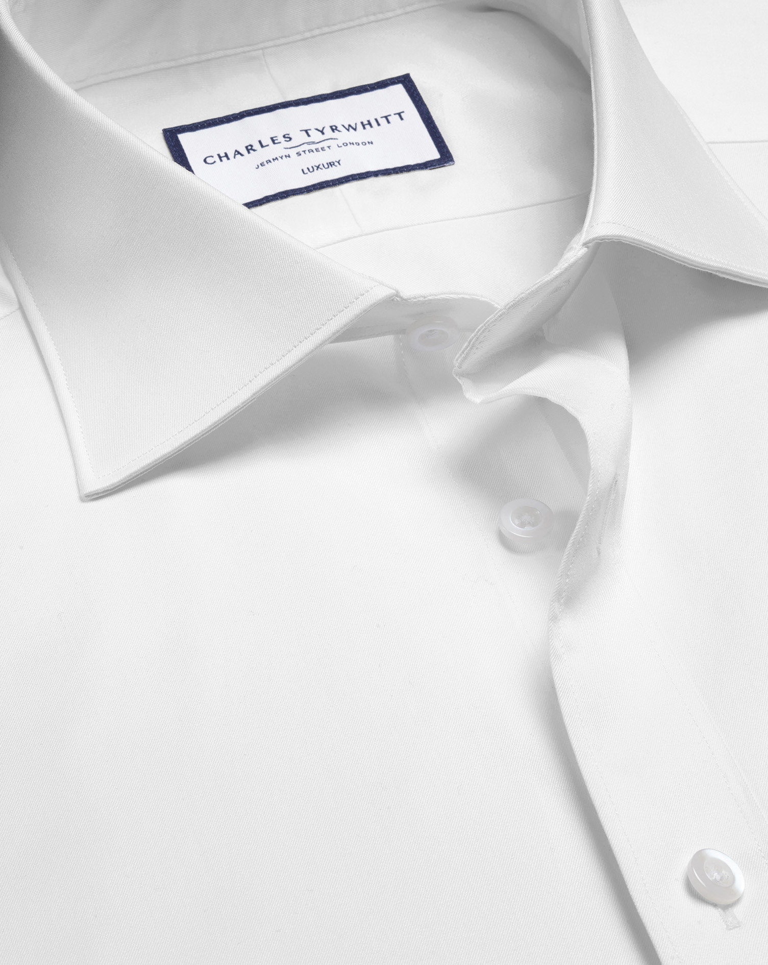 Charles Tyrwhitt Luxuriöses 140s Twill-Hemd - Weiß Umschlagmanschette