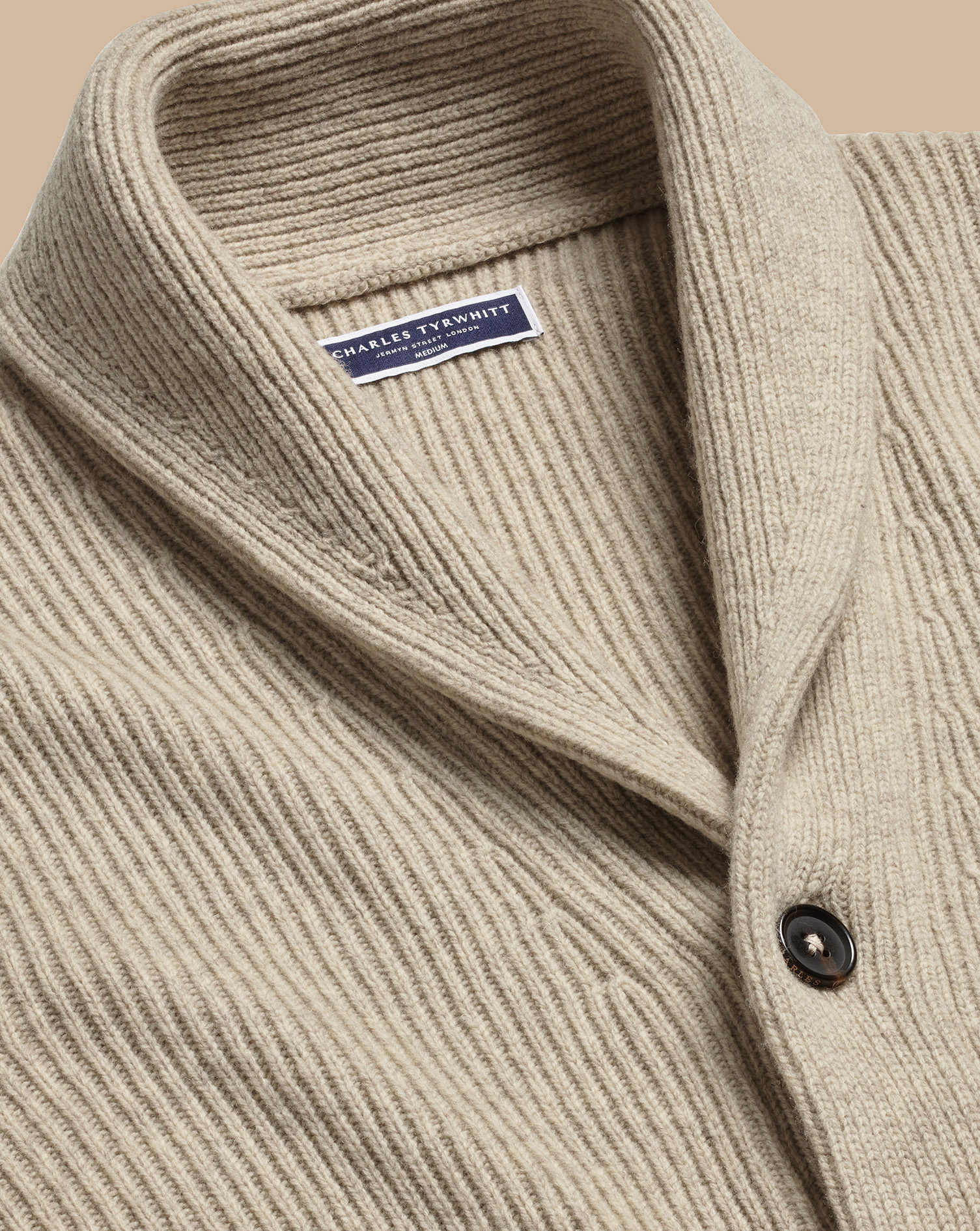 Merino Shawl Neck Chunky Cardigan - Oatmeal