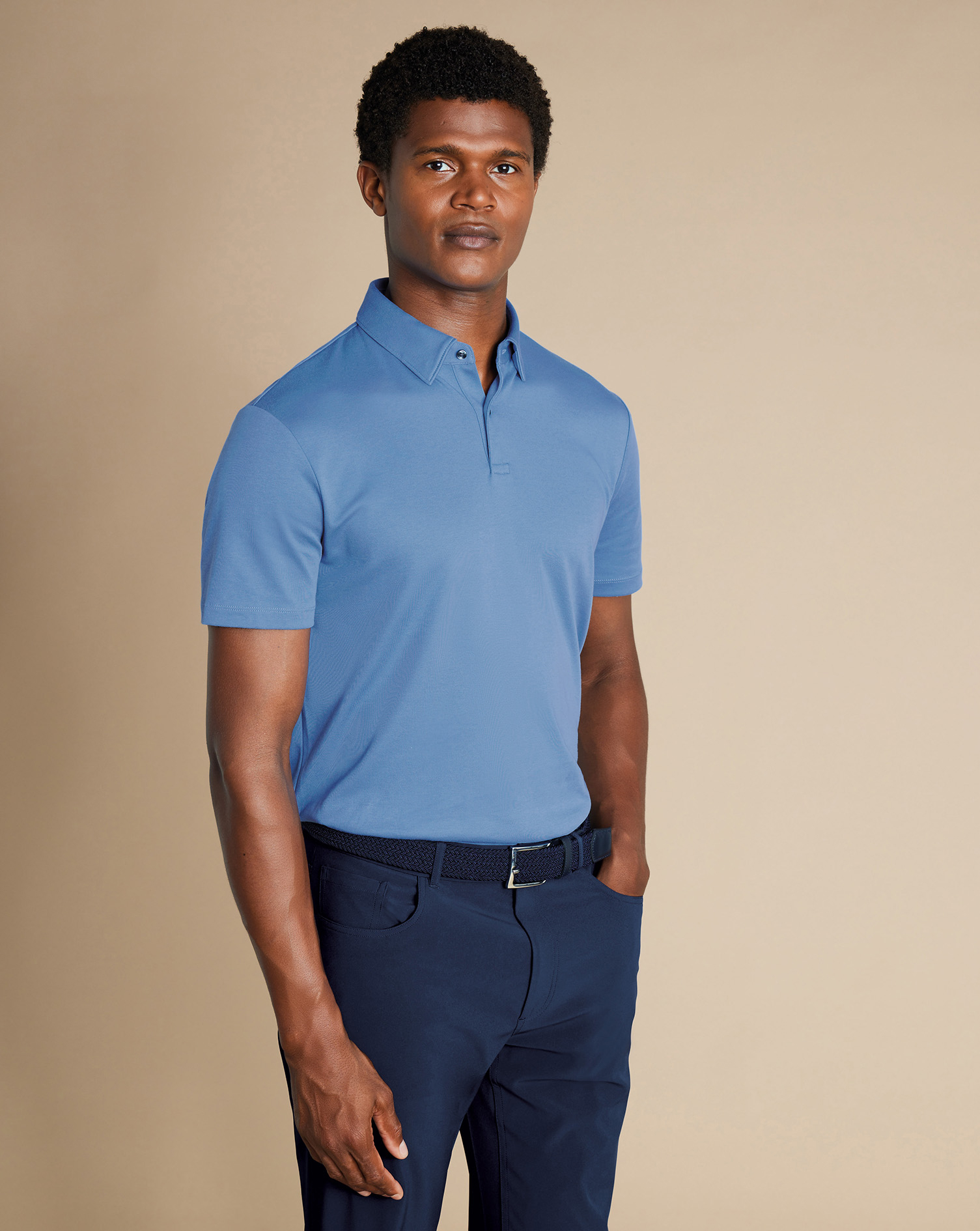 Charles Tyrwhitt Smarte Performance Jersey-Polo - Ozeanblau