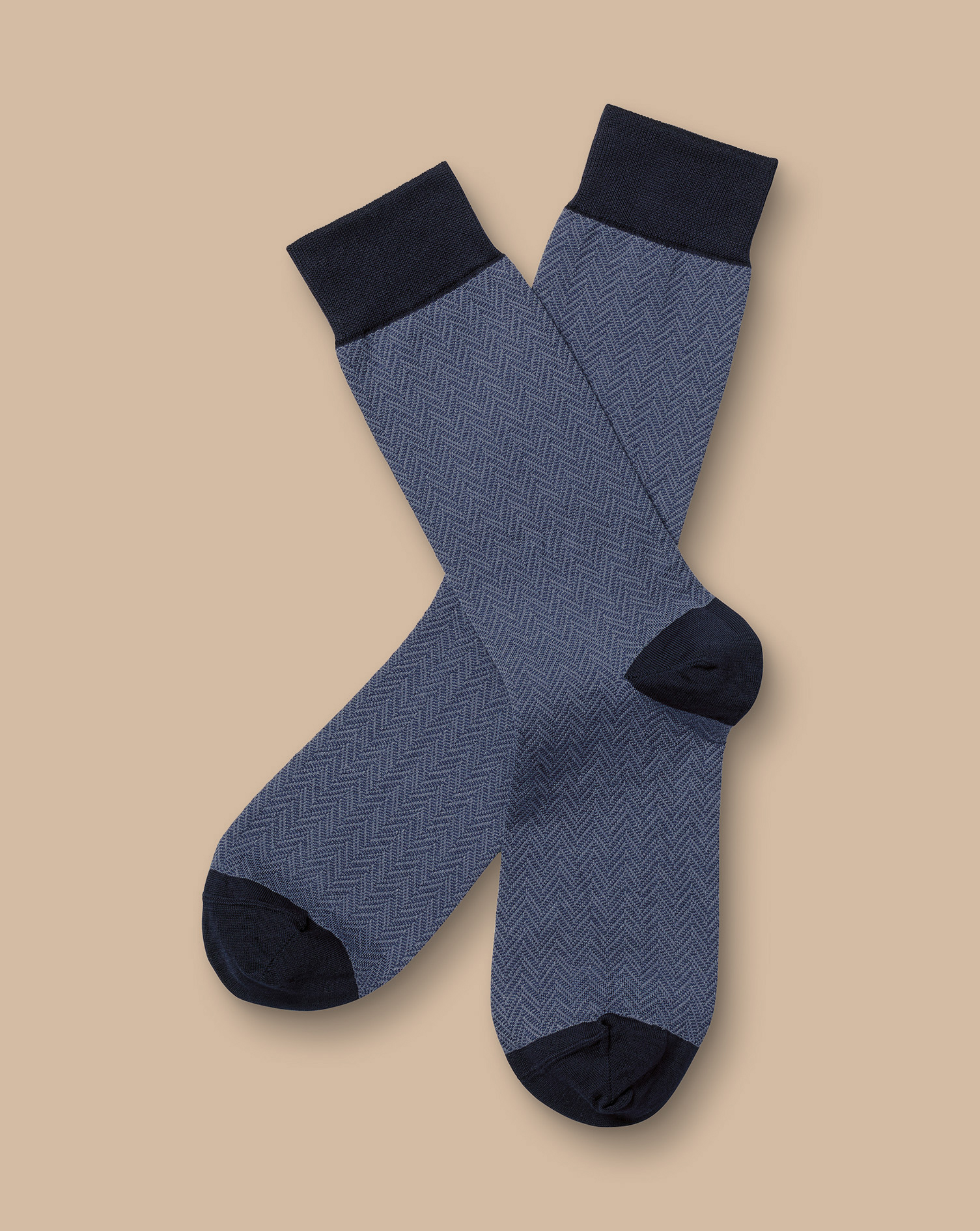 Chevron Socks - Steel Blue