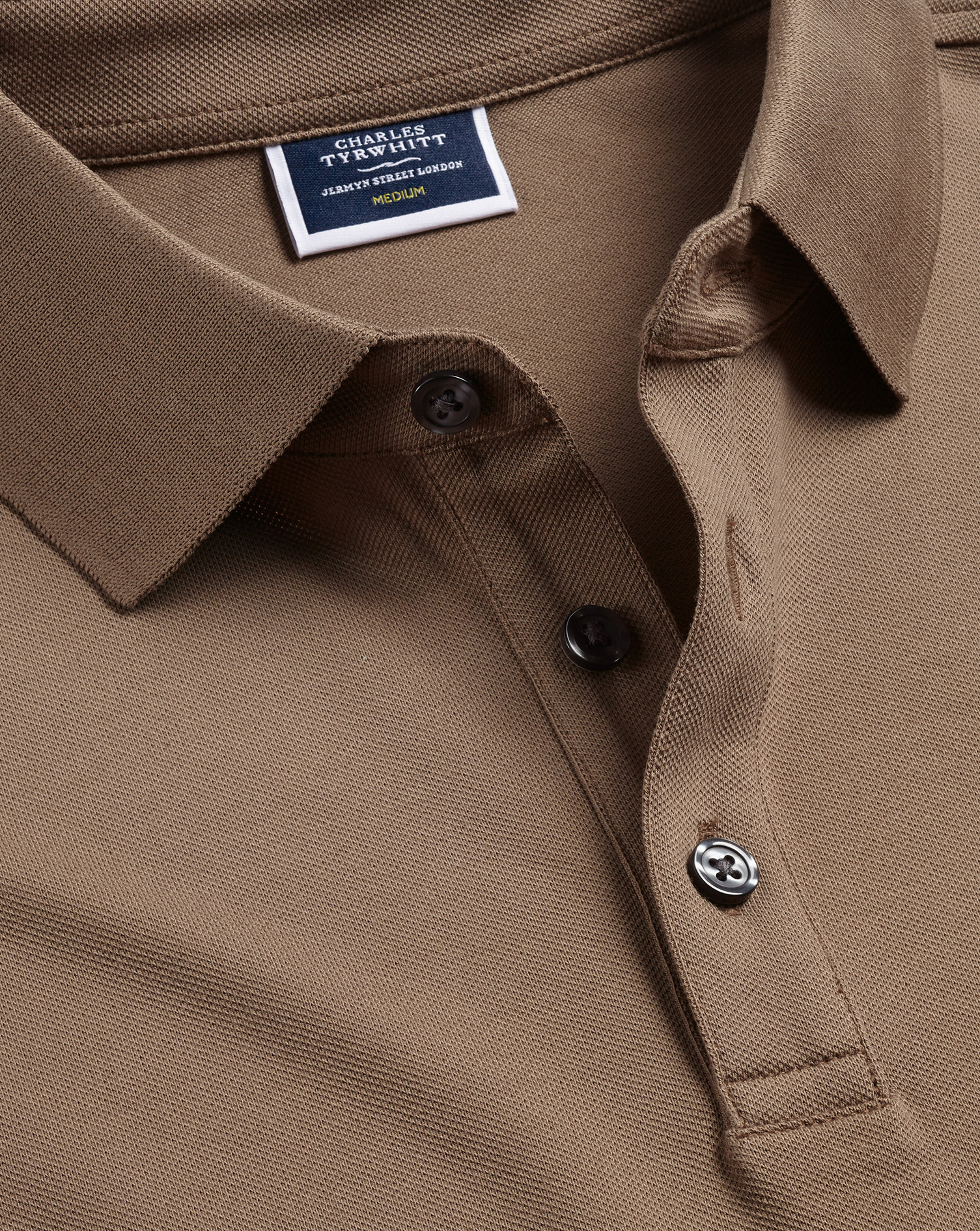 Long Sleeve Tyrwhitt Pique Polo - Camel