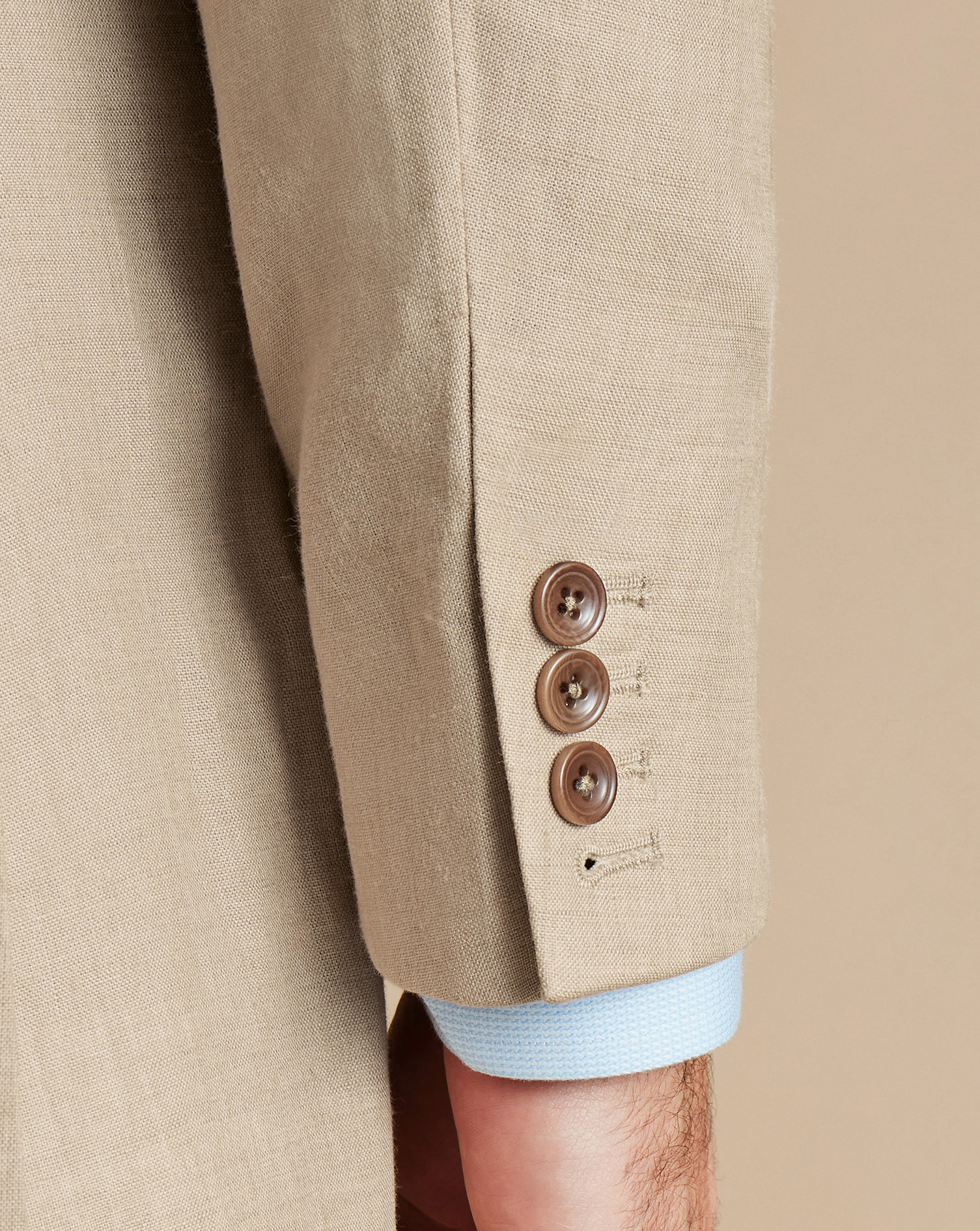 Double Breasted Linen Suit - Taupe