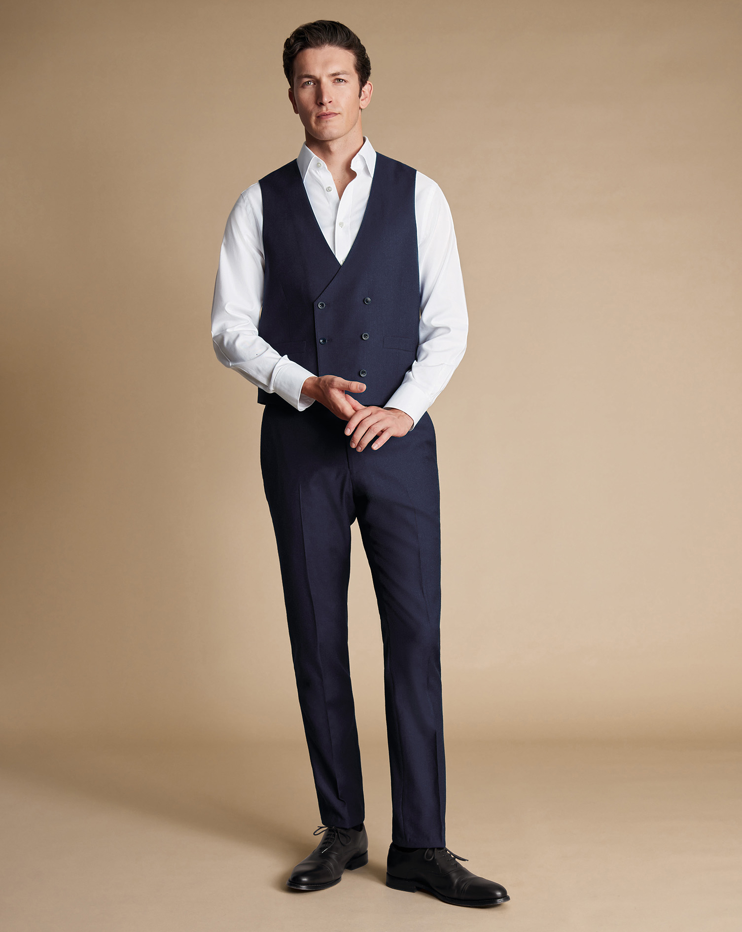 Italian Flannel Suit Waistcoat - Indigo Blue