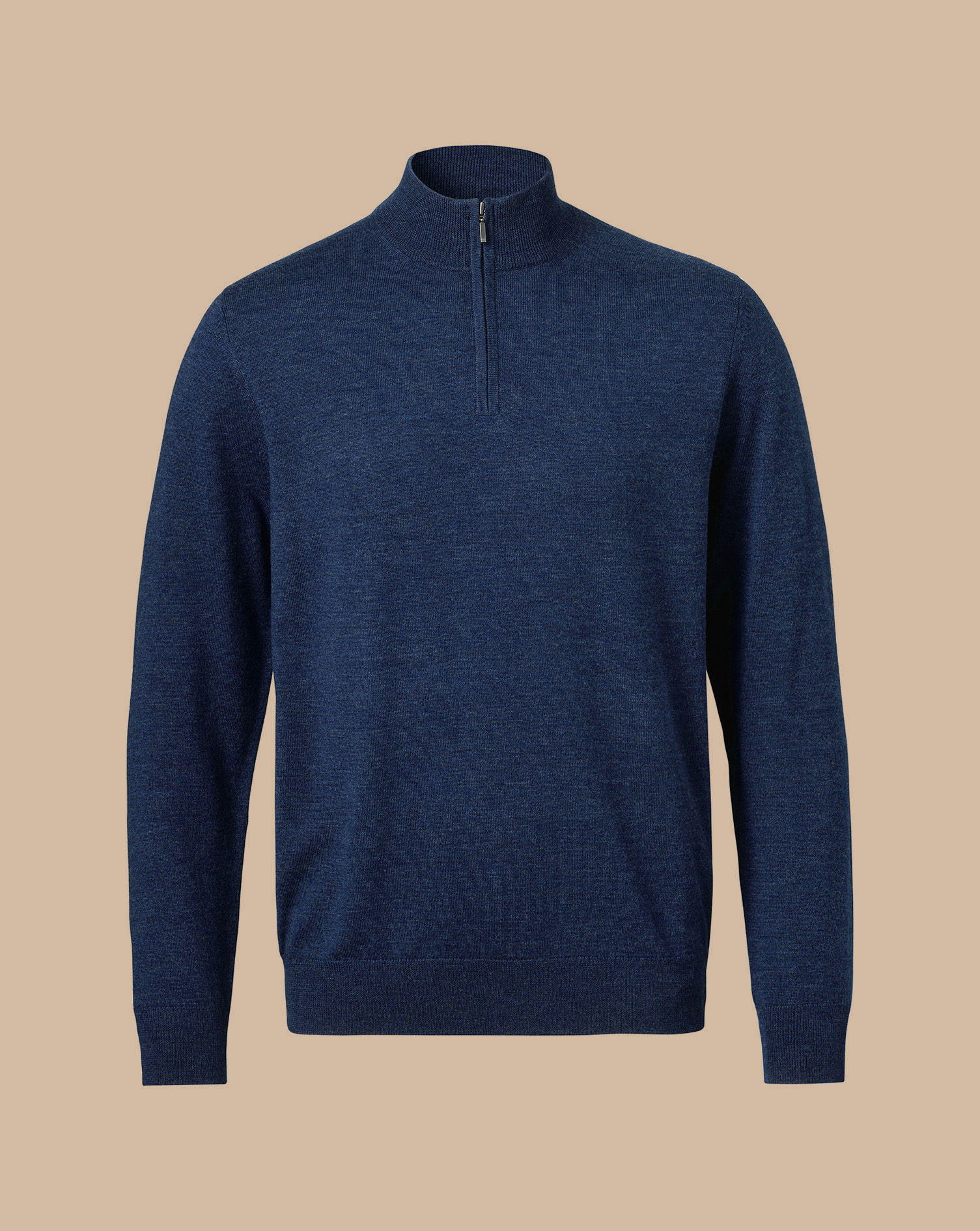 Pure Merino Zip Neck Jumper - Ink Blue