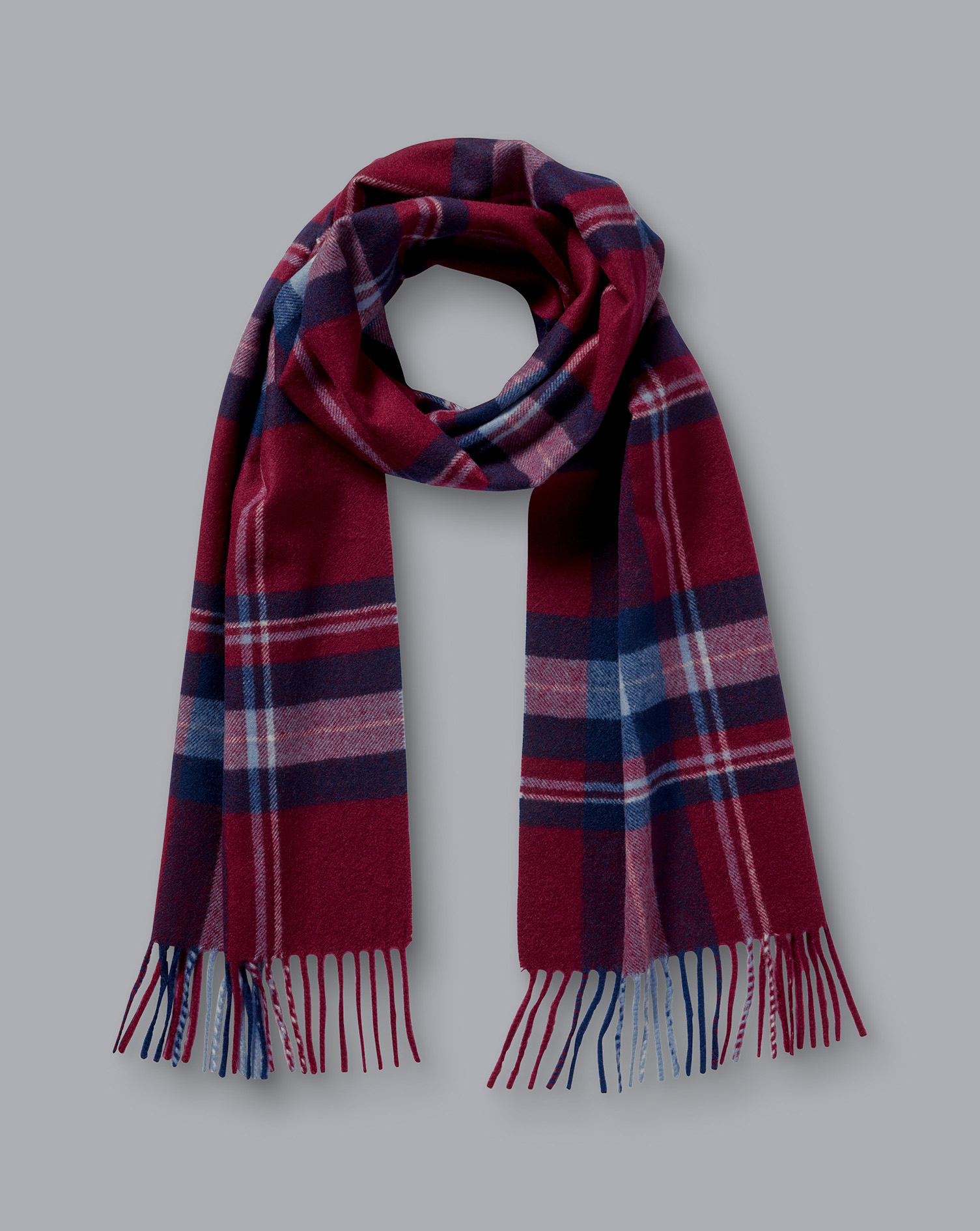 Cashmere Check Scarf - Dark Red