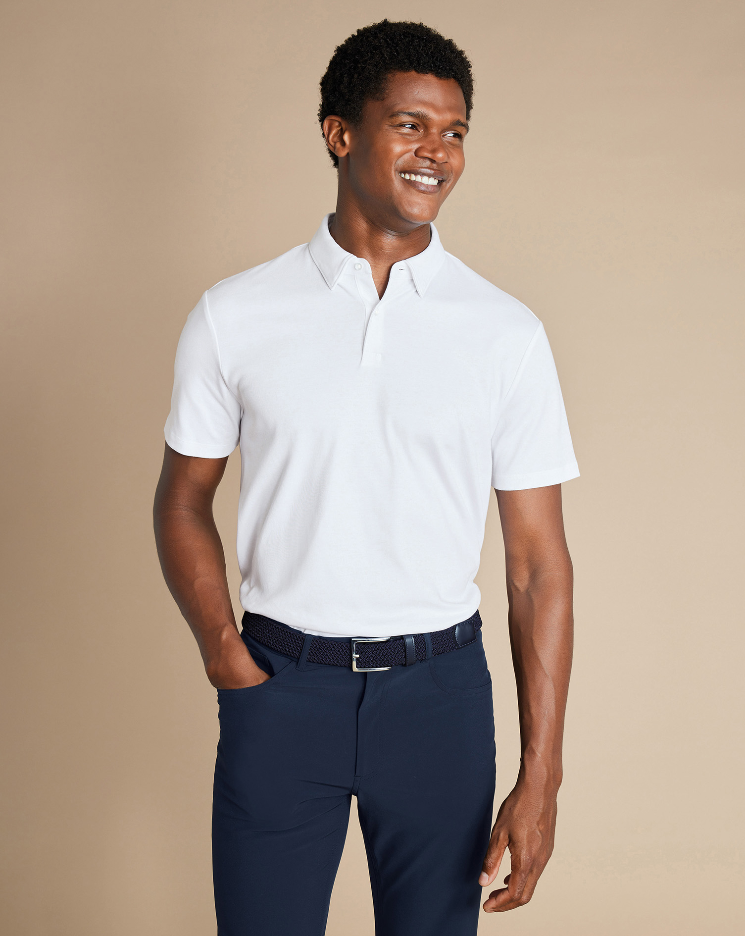 Charles Tyrwhitt Smarte Performance Jersey-Polo - Weiß