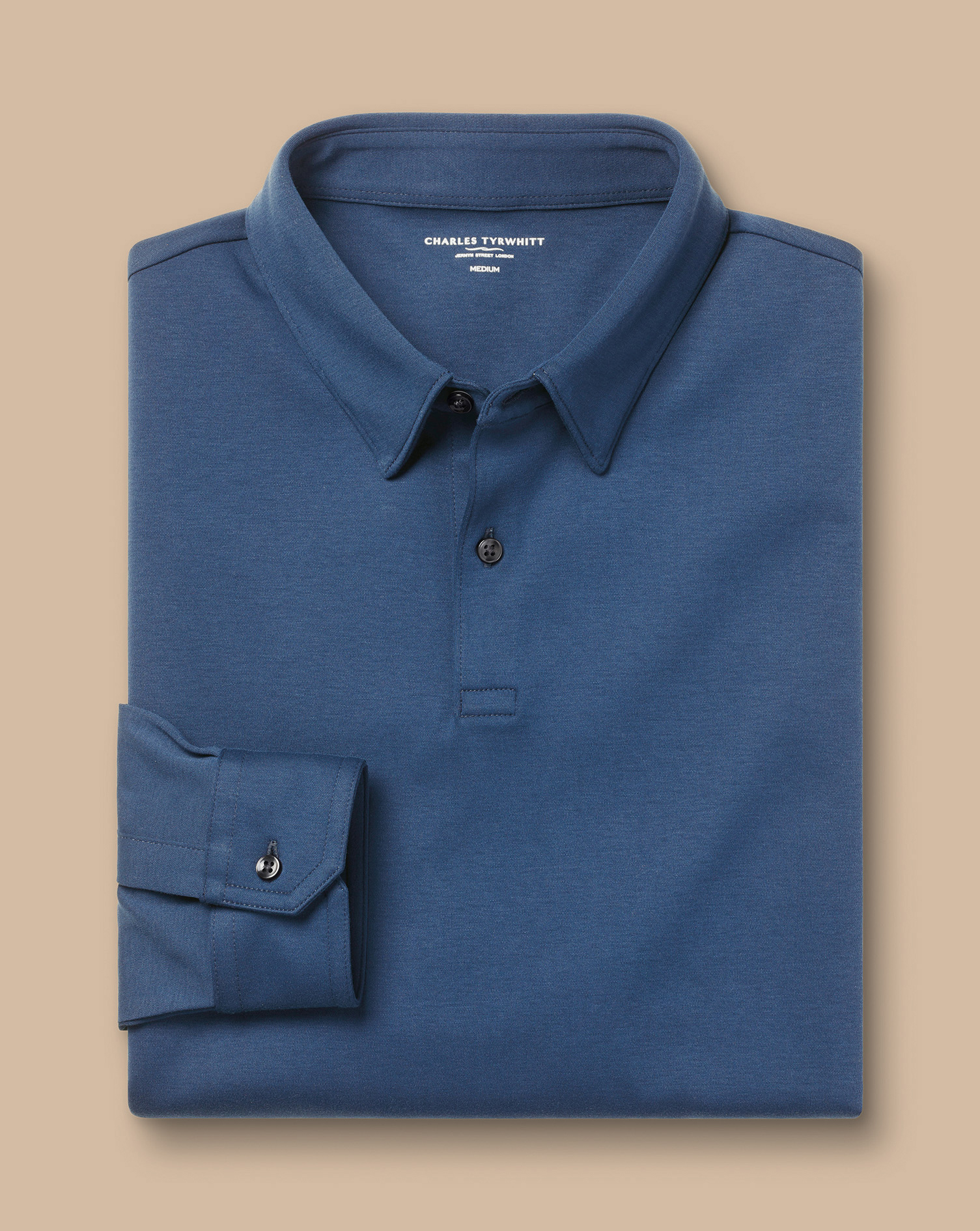 Long Sleeve Smart Jersey Polo - Ocean Blue