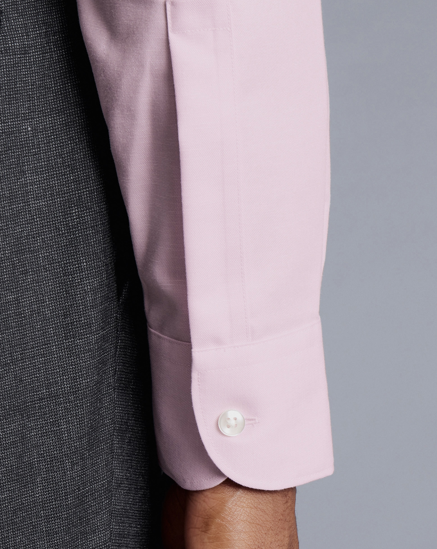 Semi-Cutaway Collar Non-Iron Cotton Linen Shirt - Pink