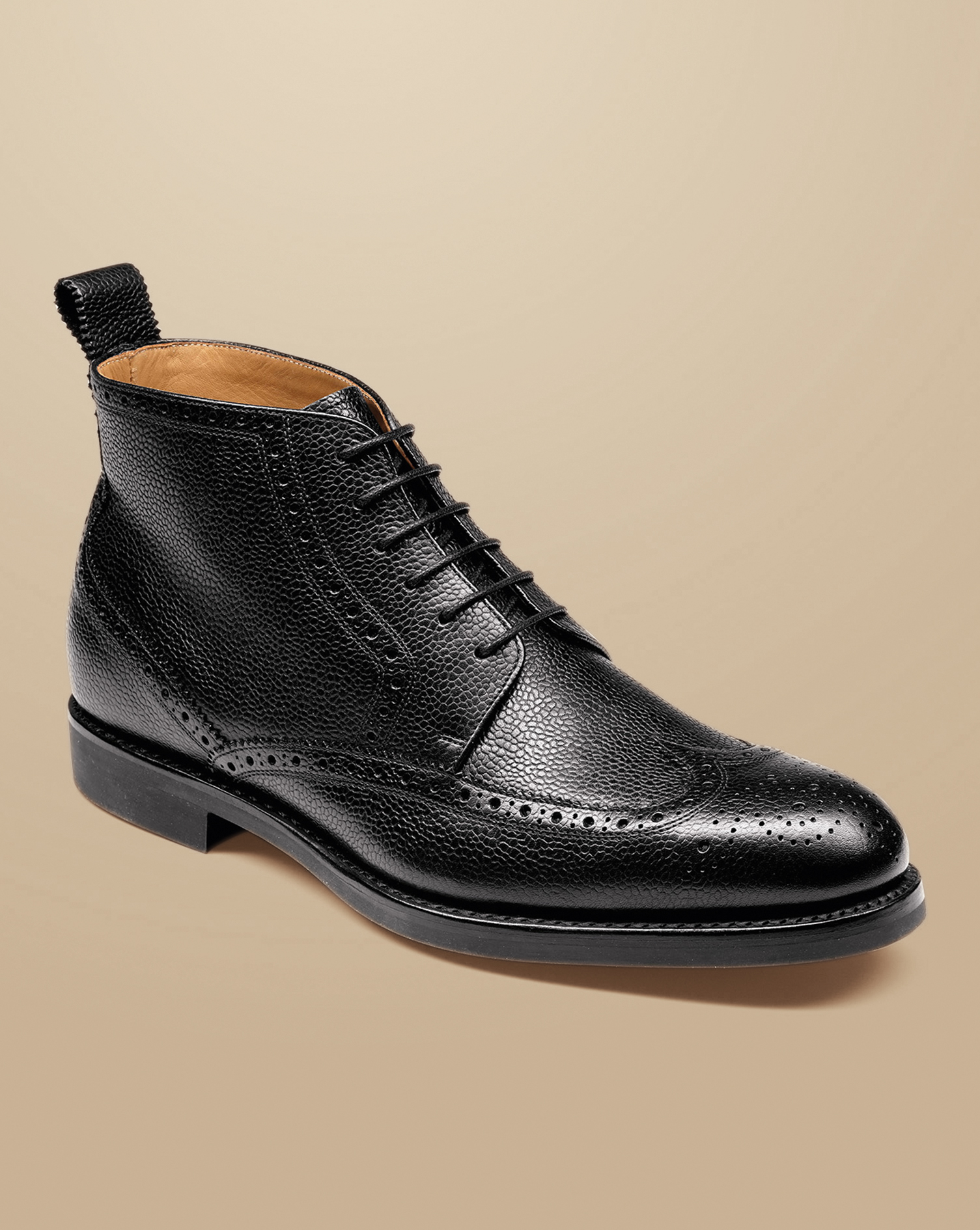 Leather Brogue Boots - Black