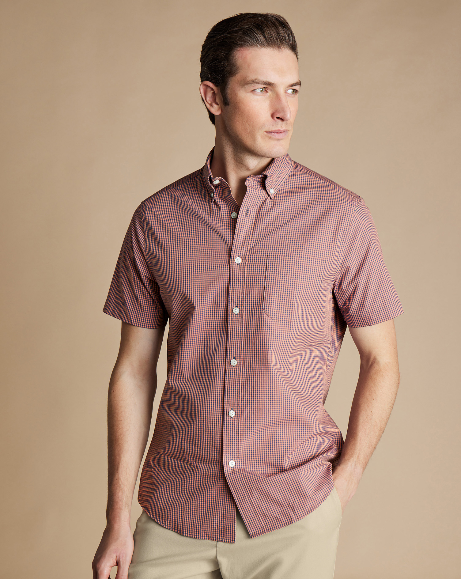 Non-Iron Stretch Short Sleeve Shirt - Light Pink