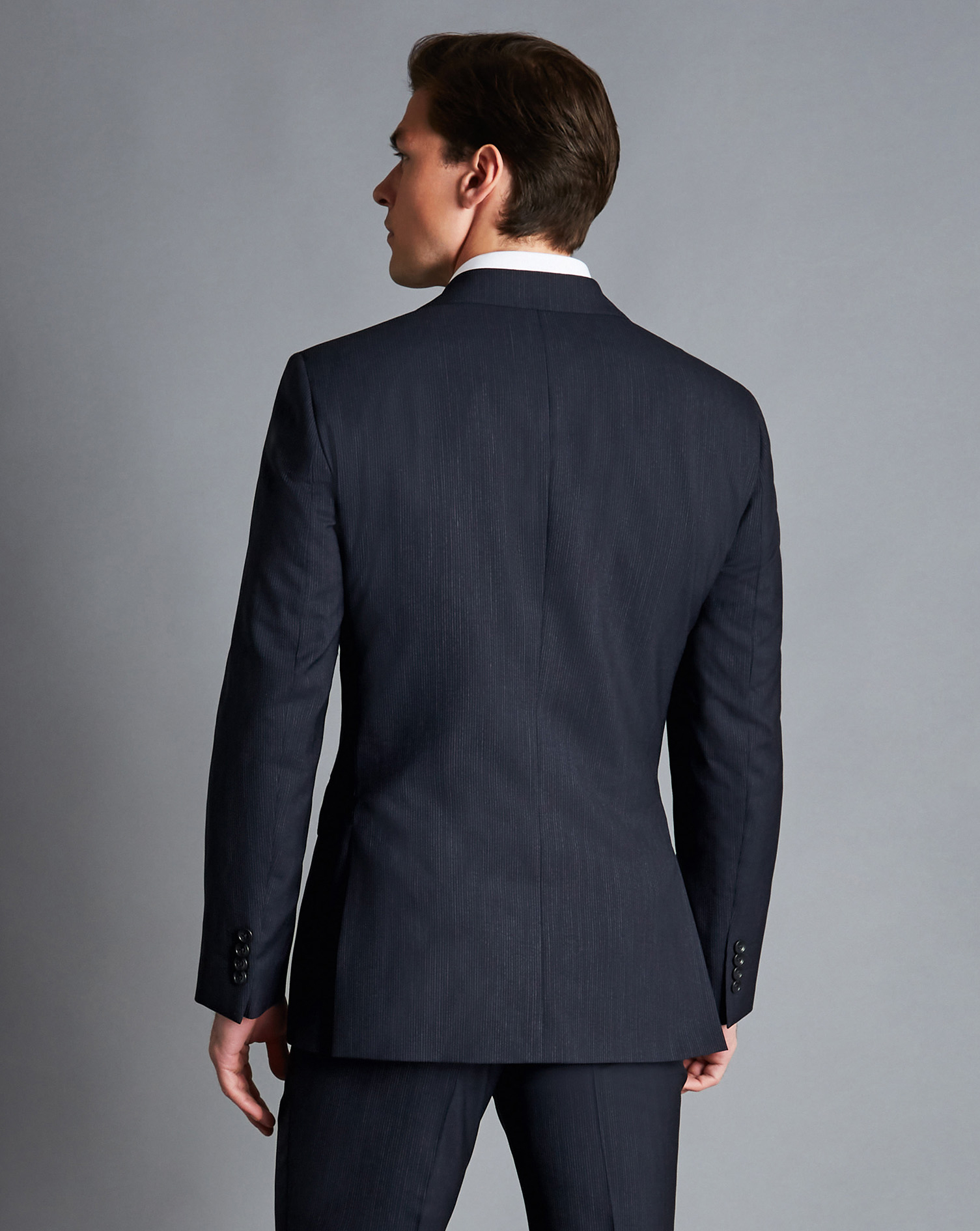 Melange Pinstripe Suit Jacket - Dark Navy