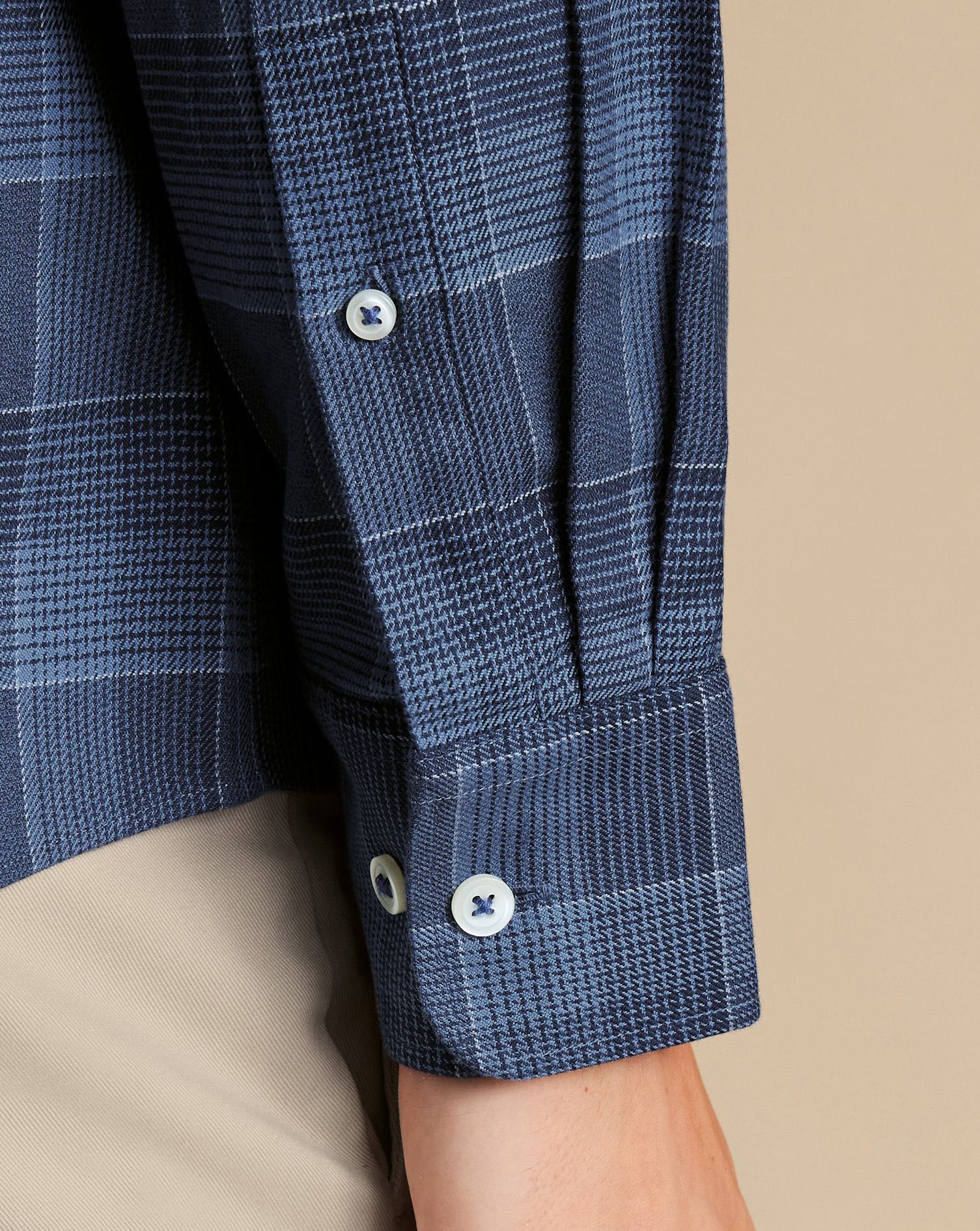 Button-Down Collar Non-Iron Twill Multi Check Shirt - Heather Blue