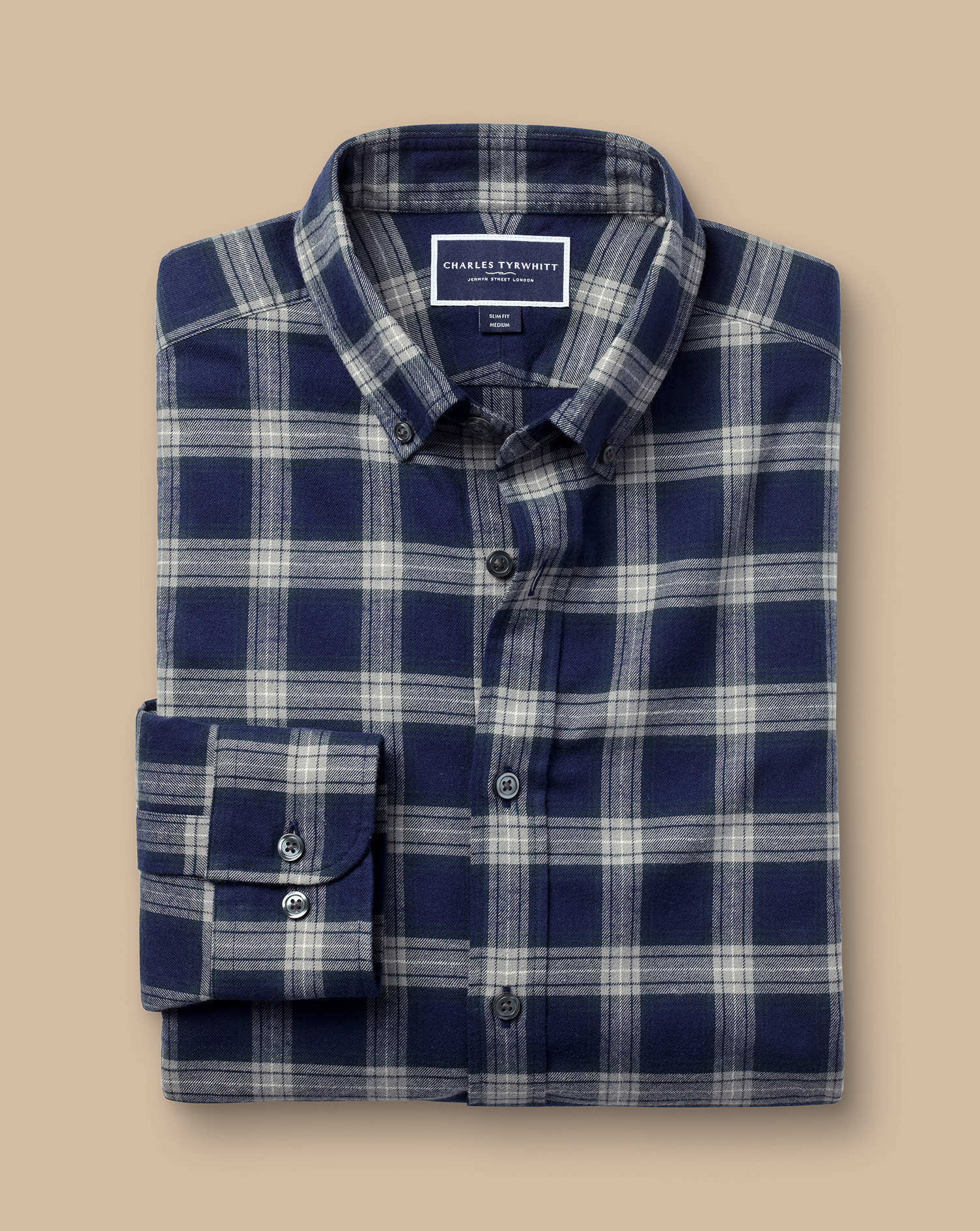 Brushed Flannel Check Shirt - French Blue