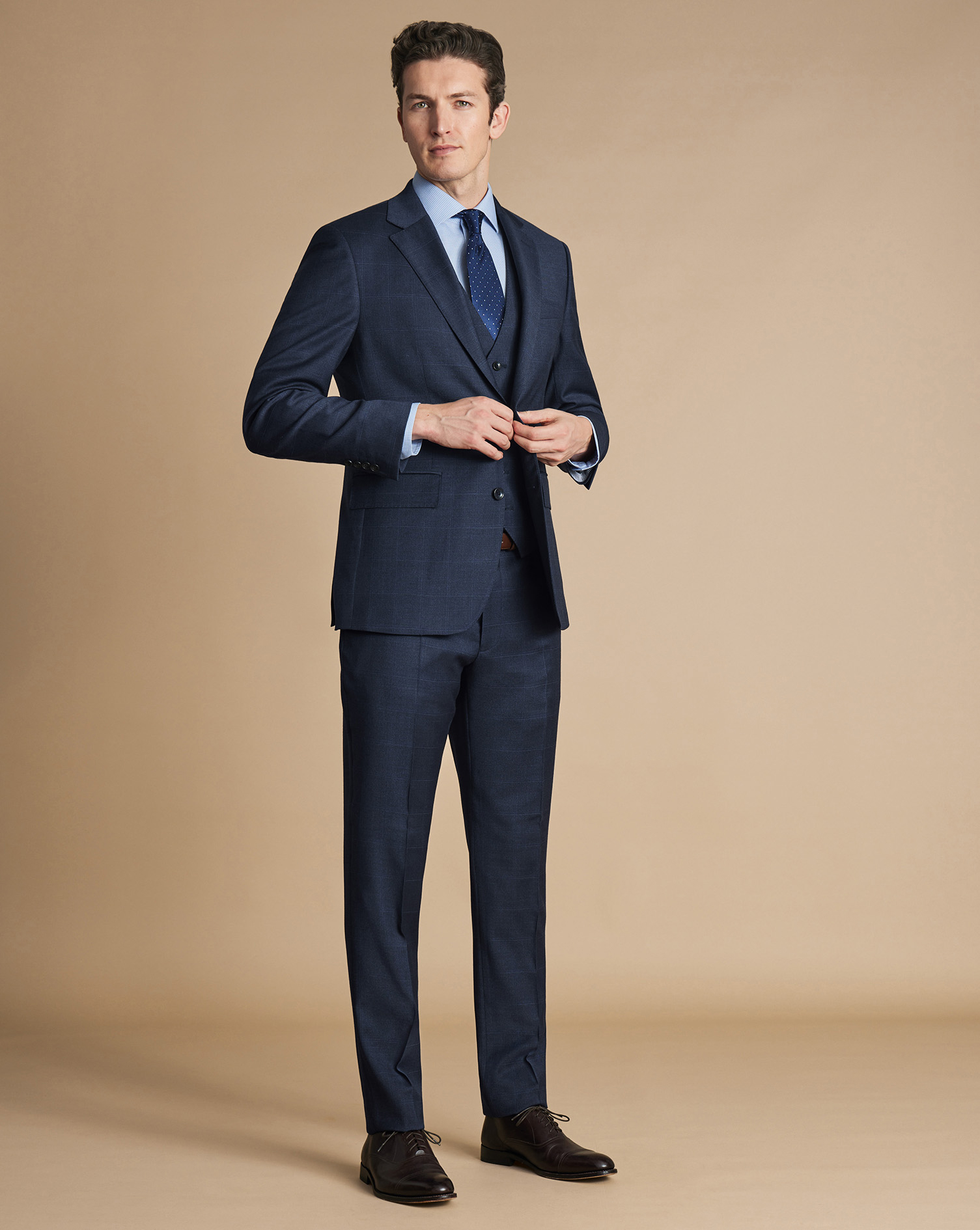 Windowpane Check Suit - Indigo Blue