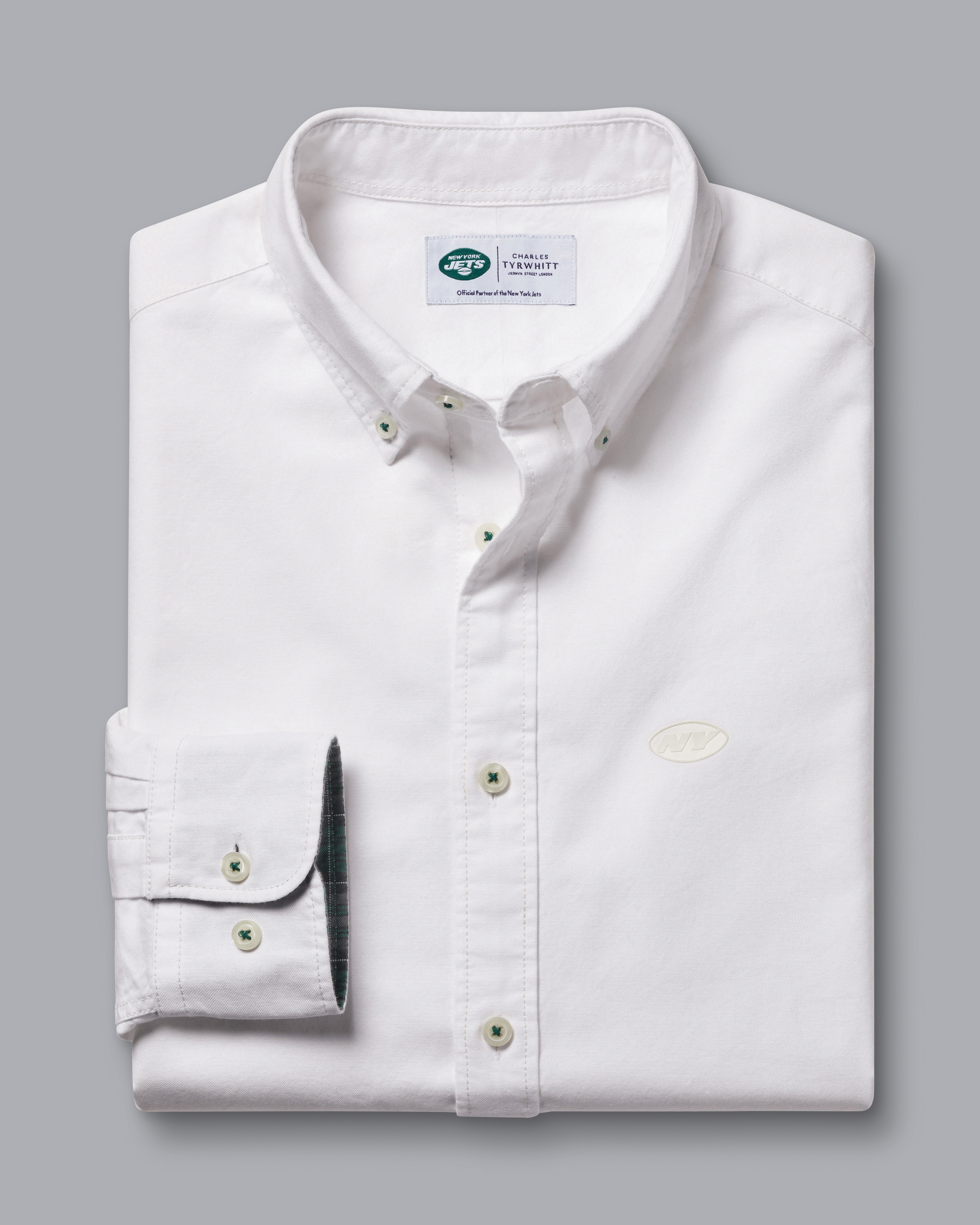 New York Jets Button-Down Collar Washed Oxford Shirt - White