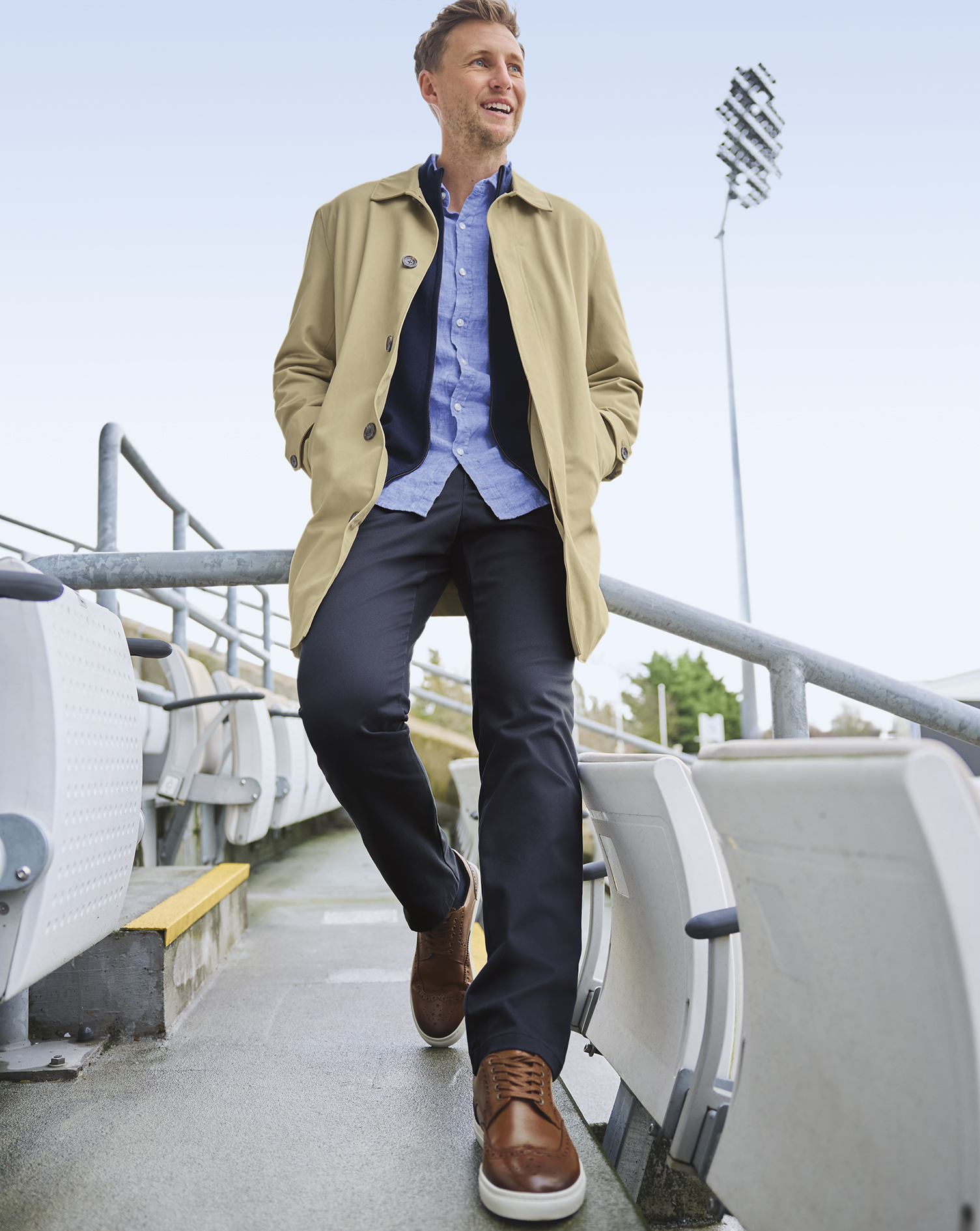 Leather Brogue Trainers - Walnut Brown