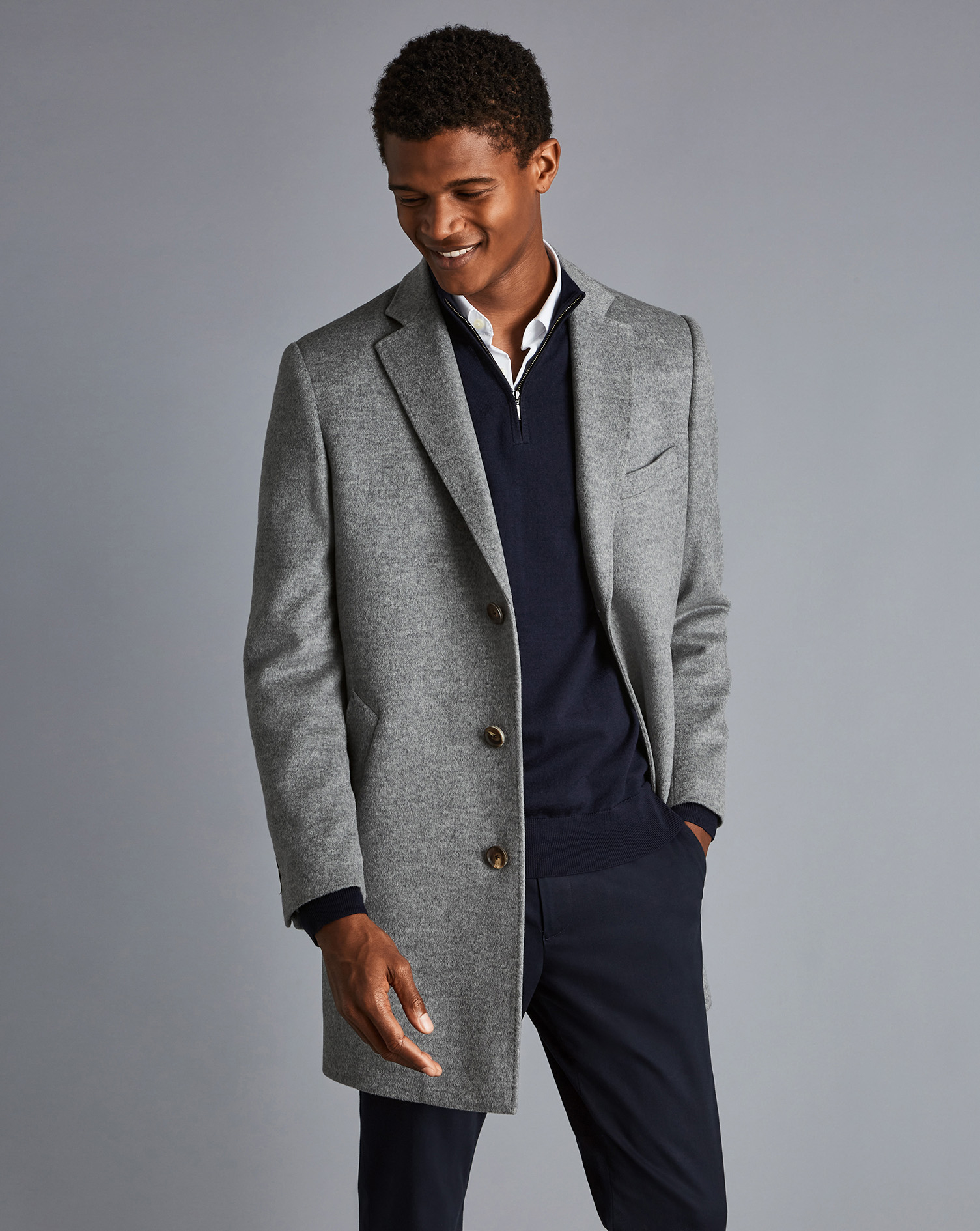 Charles Tyrwhitt Wool Overwool Coat In Grey