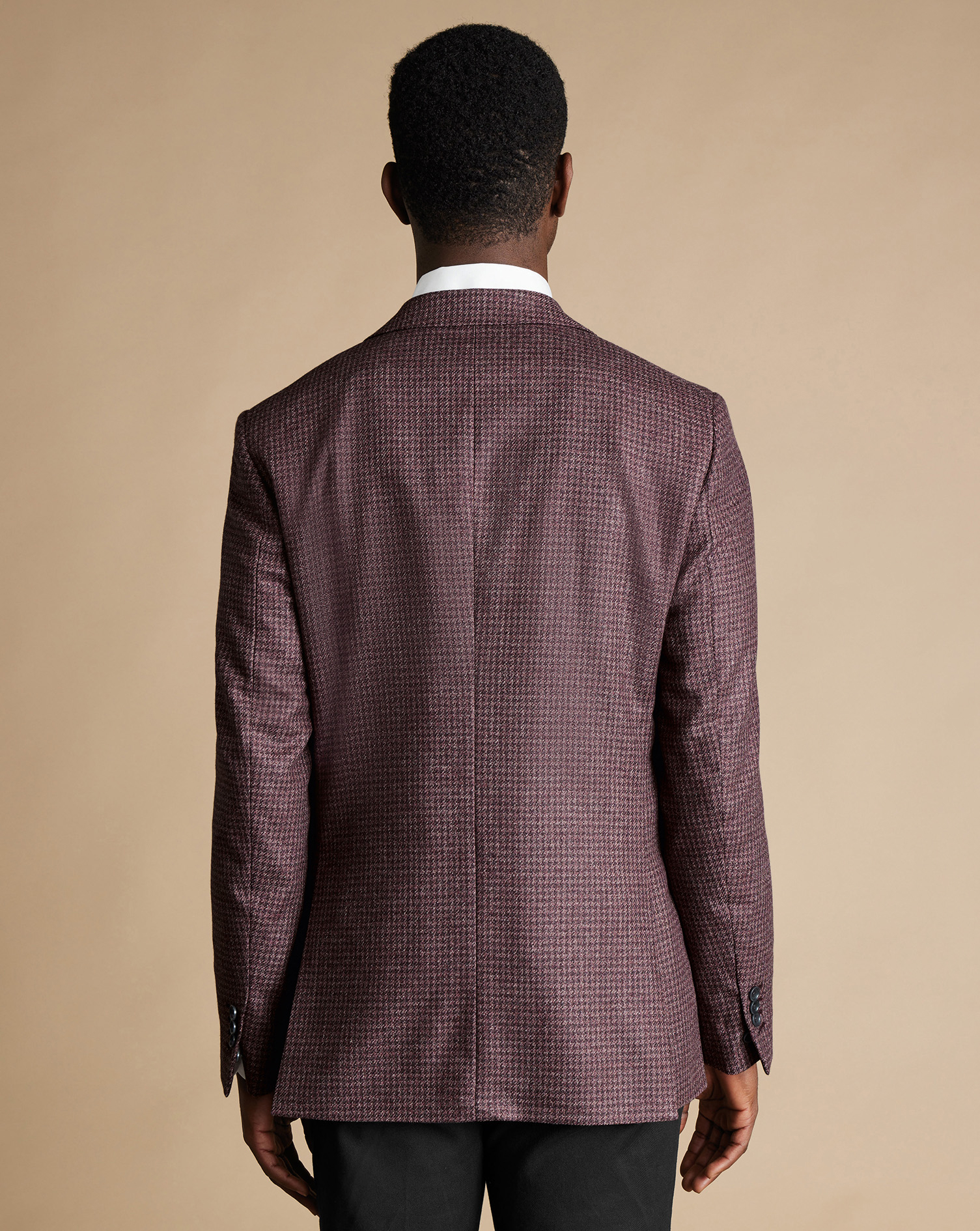 Puppytooth Wool Silk Jacket - Dark Pink