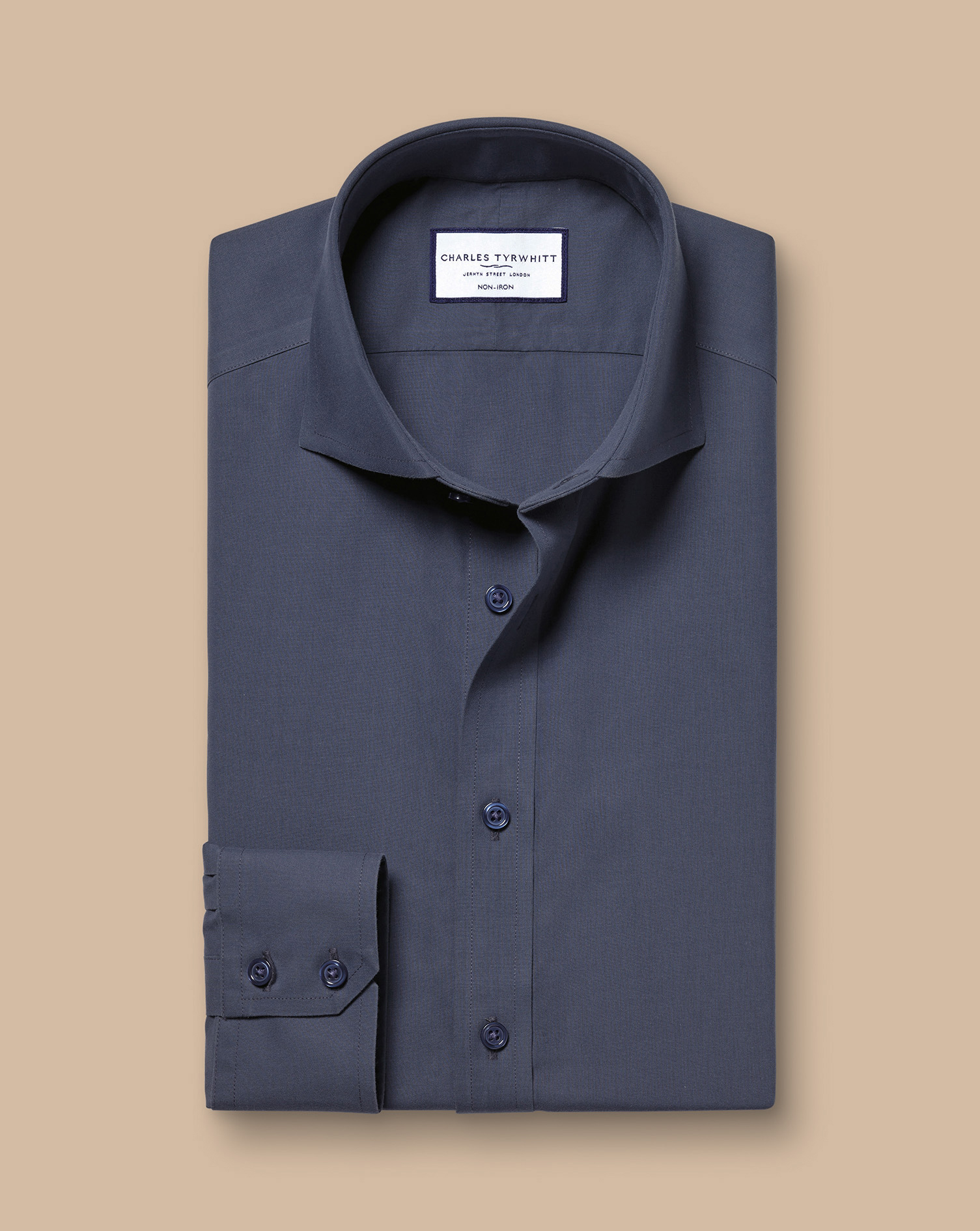 Cutaway Collar Non-Iron  Poplin Shirt - Heather Blue