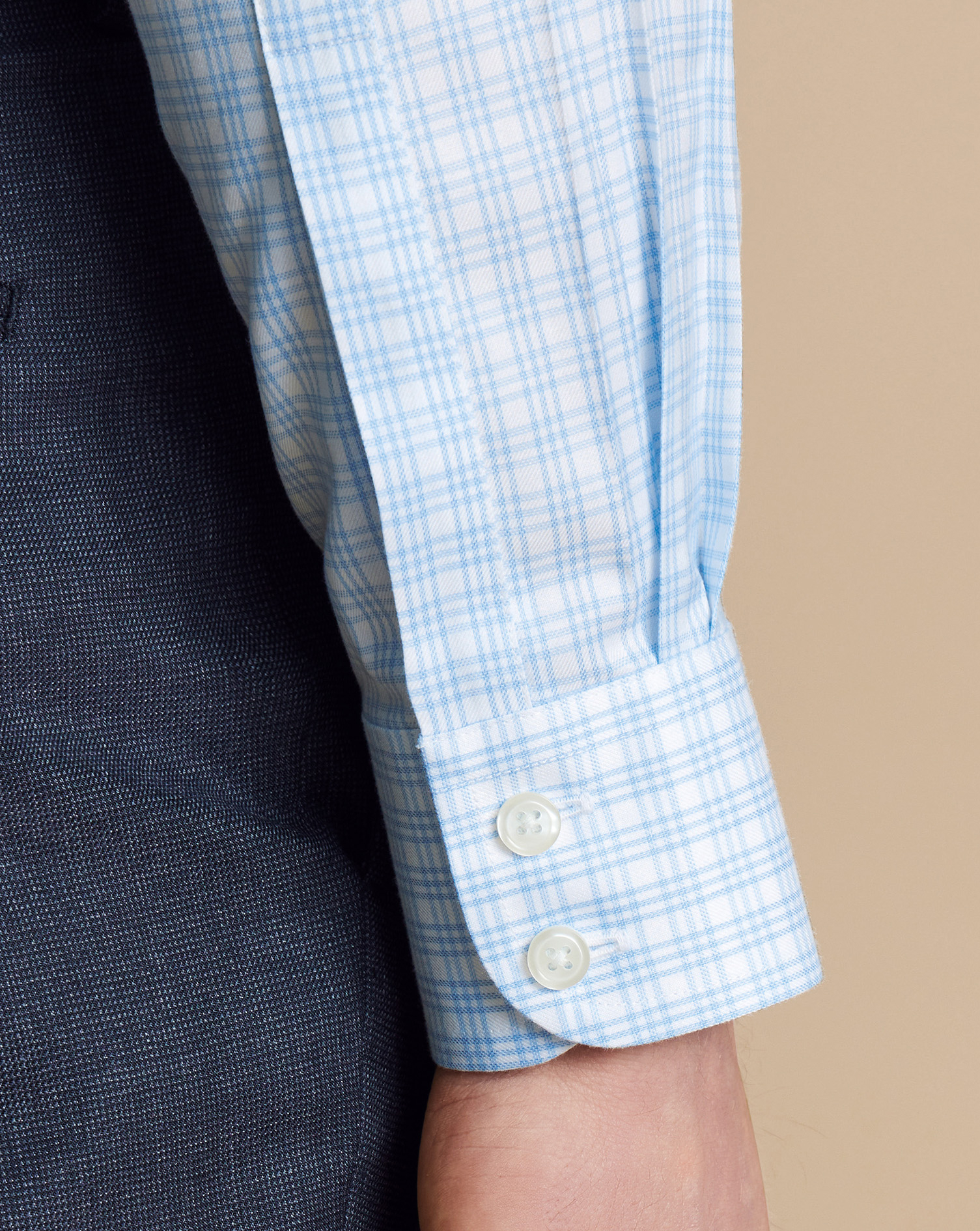 Non-Iron Twill Check Shirt - Sky Blue