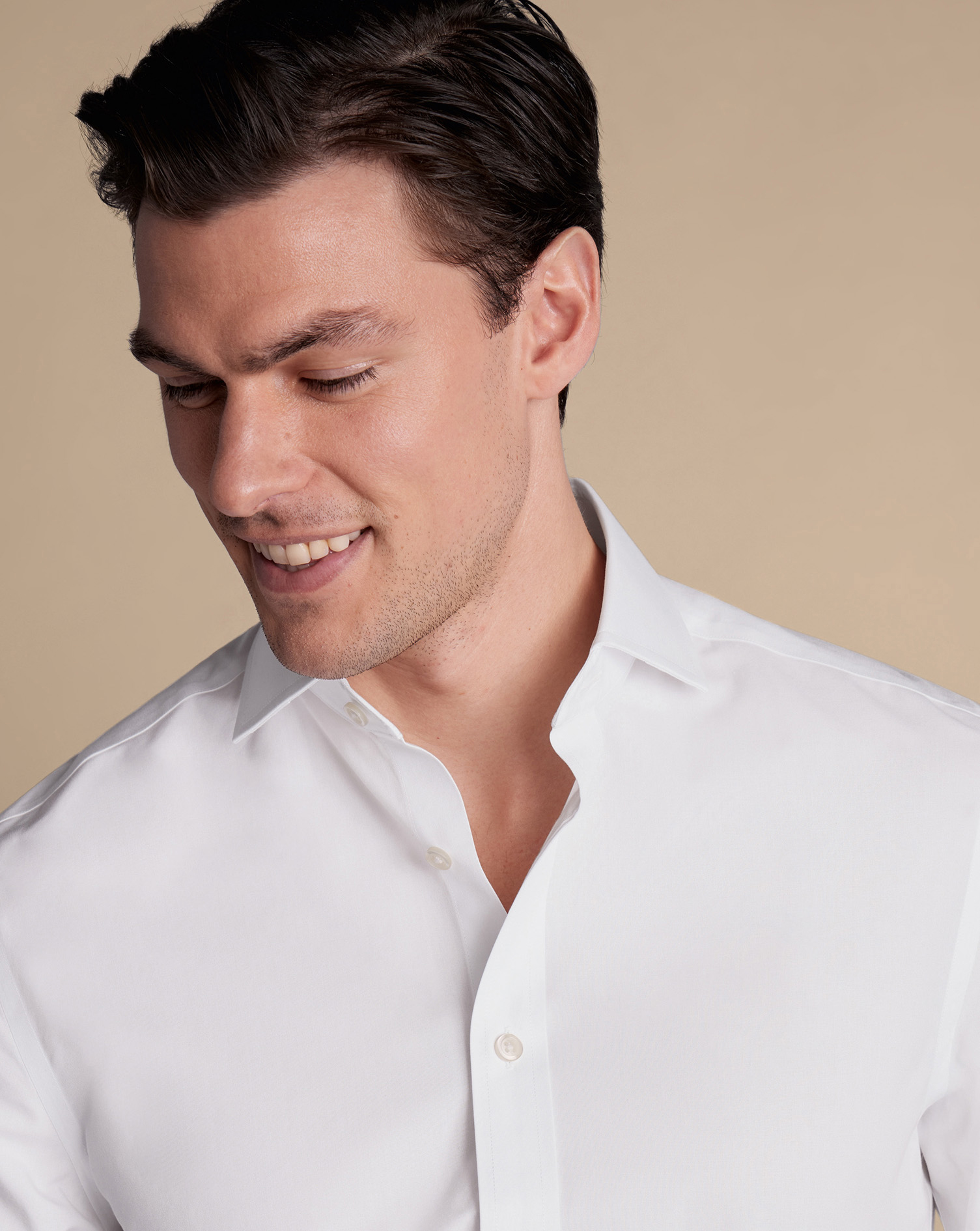 Cutaway Collar Non-Iron Poplin Shirt - White