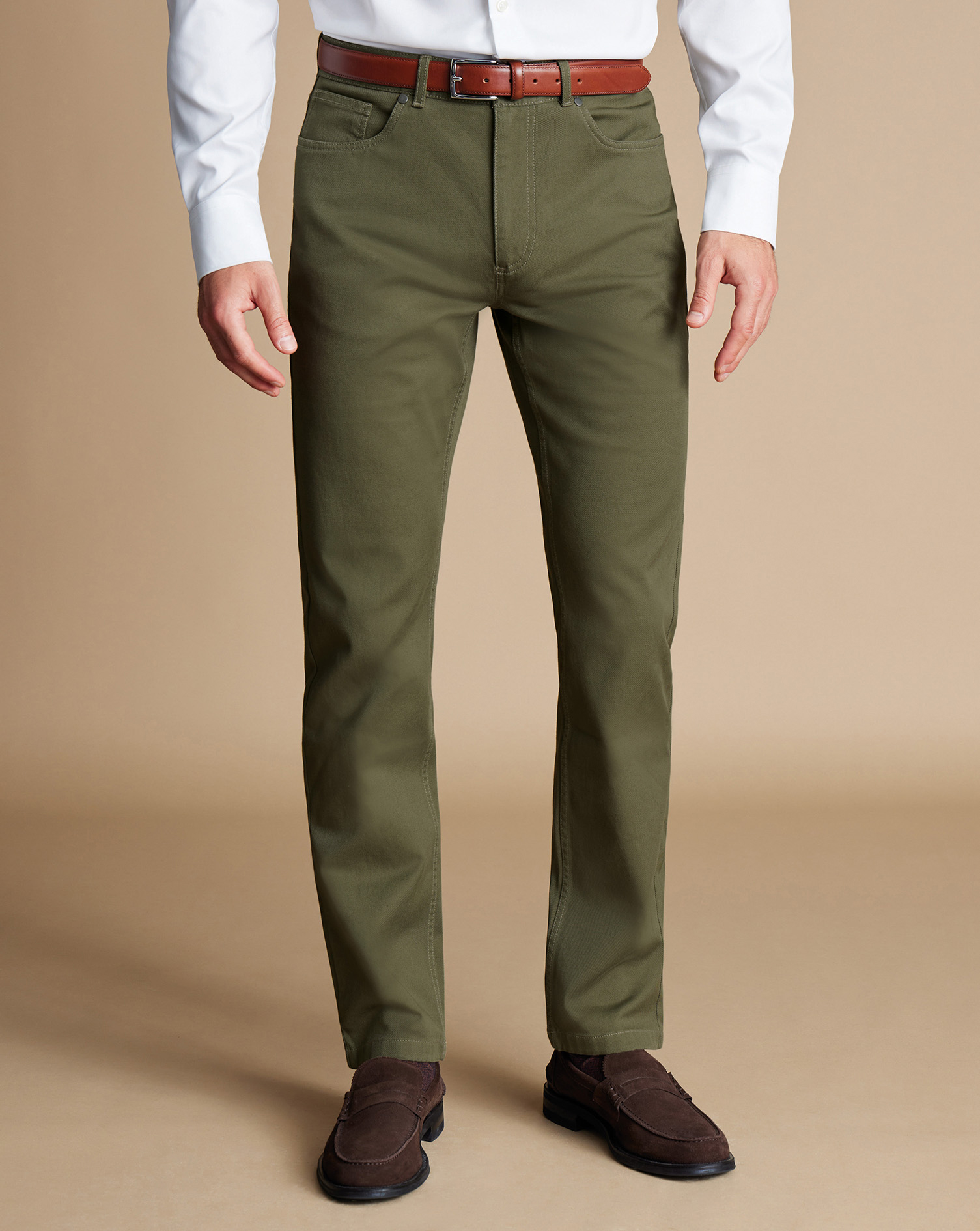 Twill 5 Pocket Jeans - Olive Green