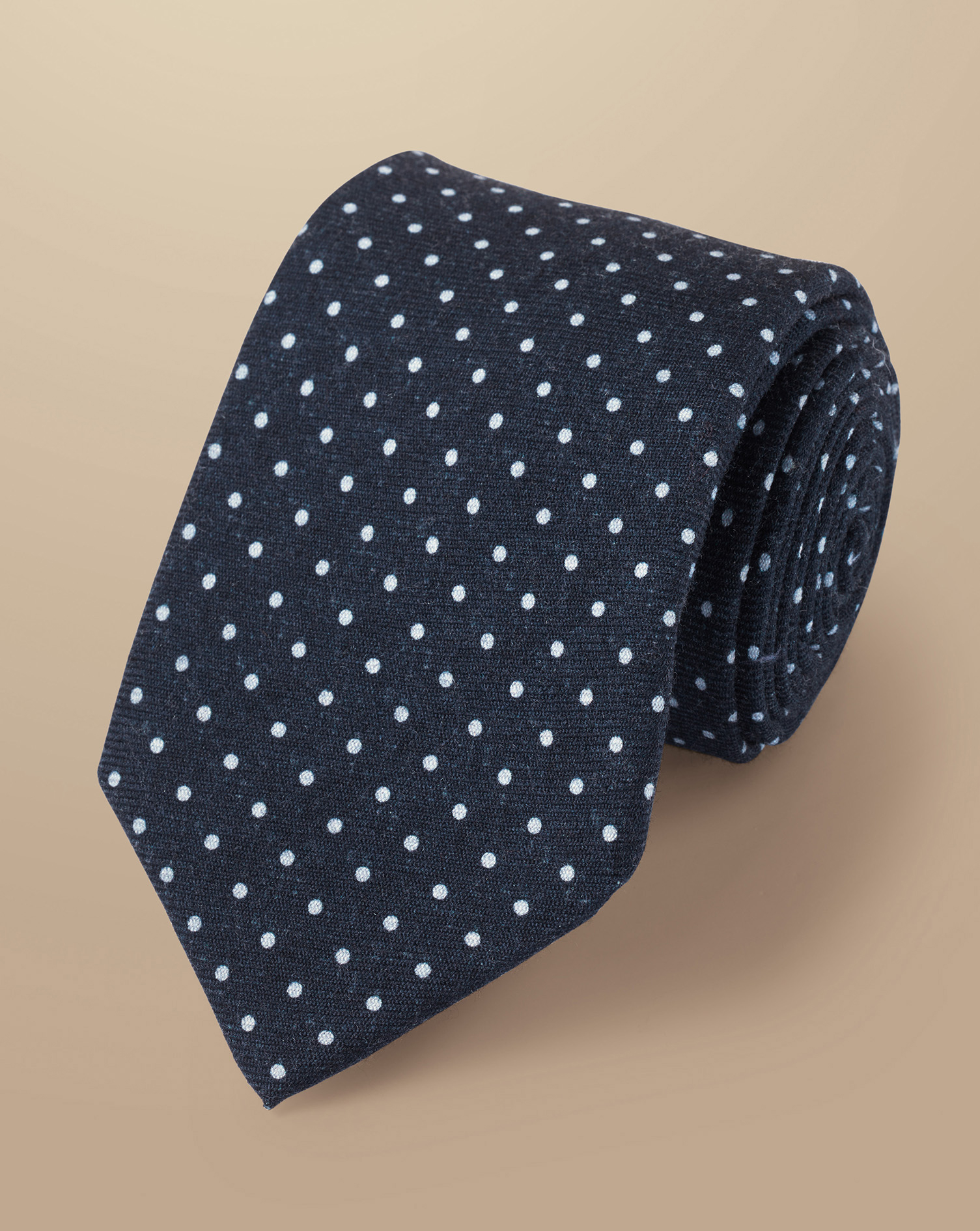 Spot Wool Tie - French Navy