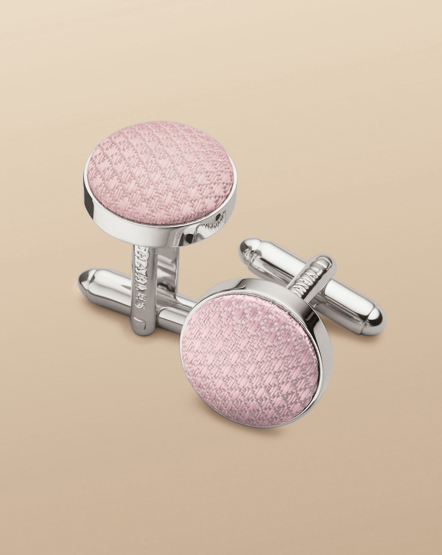 Round Silk Cufflink - Light Pink