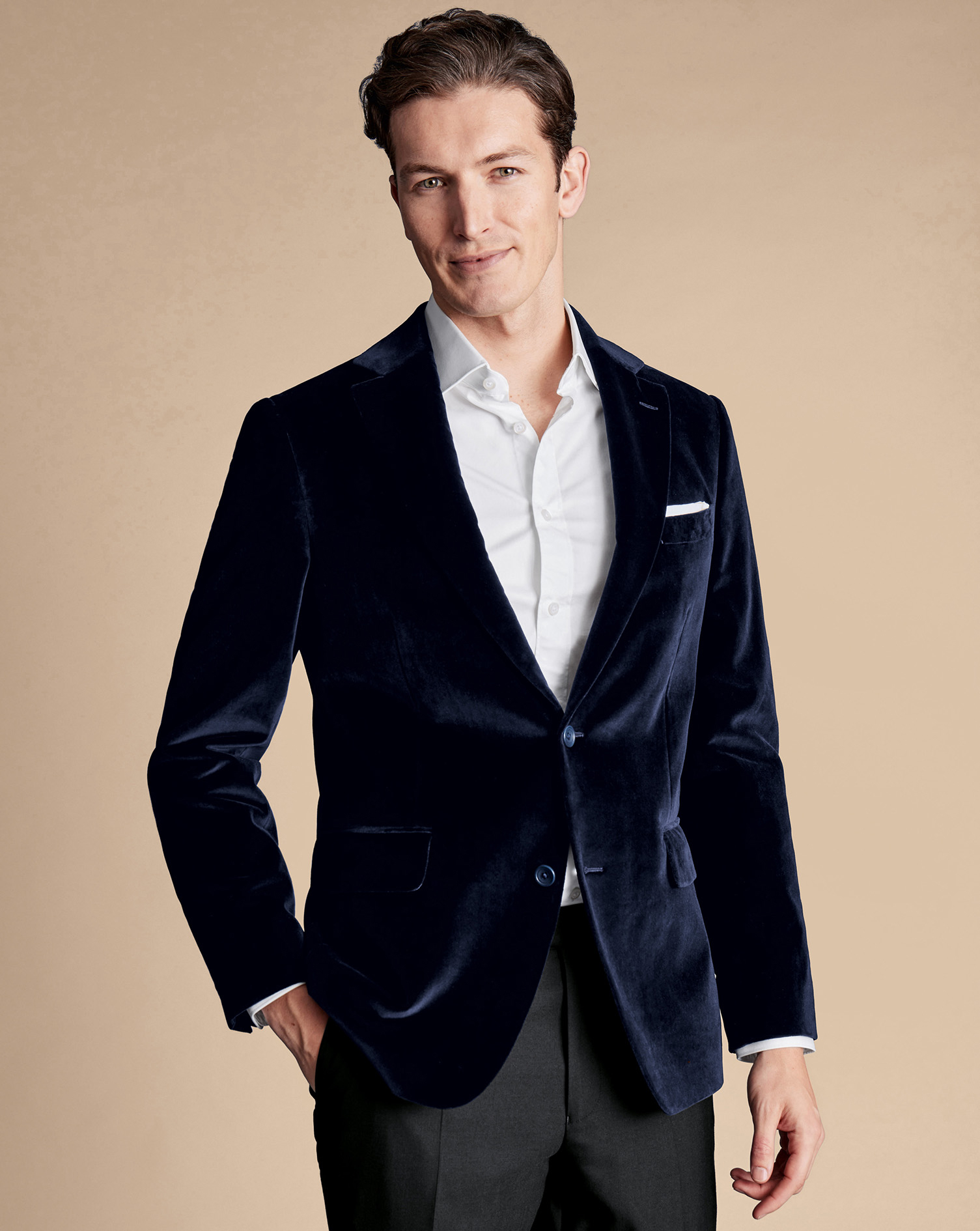 Italian Velvet Jacket - Navy