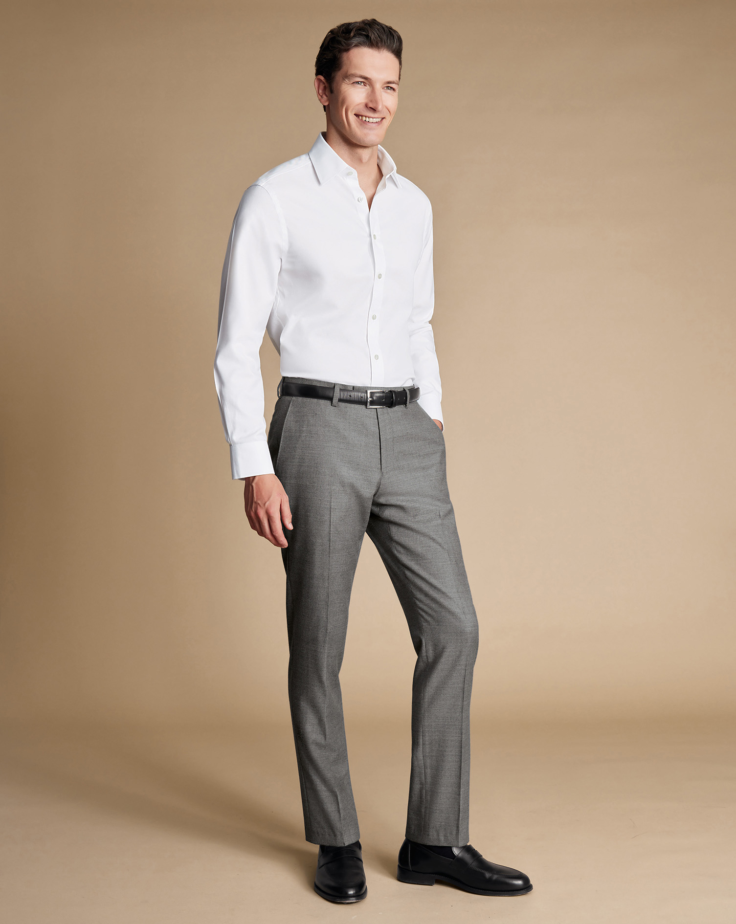 Italian Flannel Suit Trousers - Grey