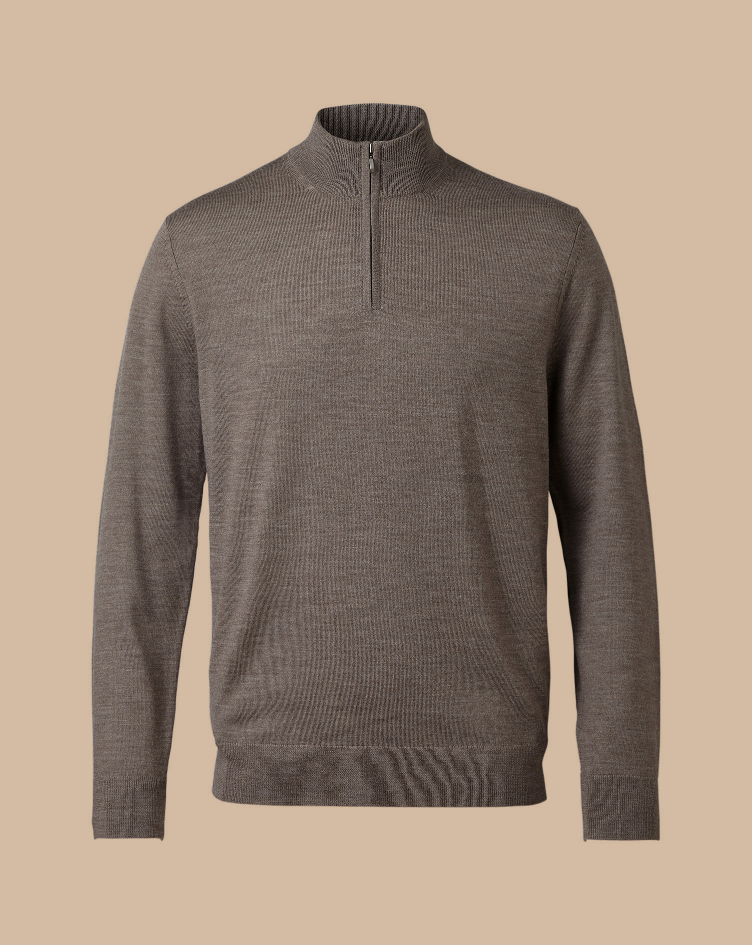 Merino Zip Neck Jumper - Mocha