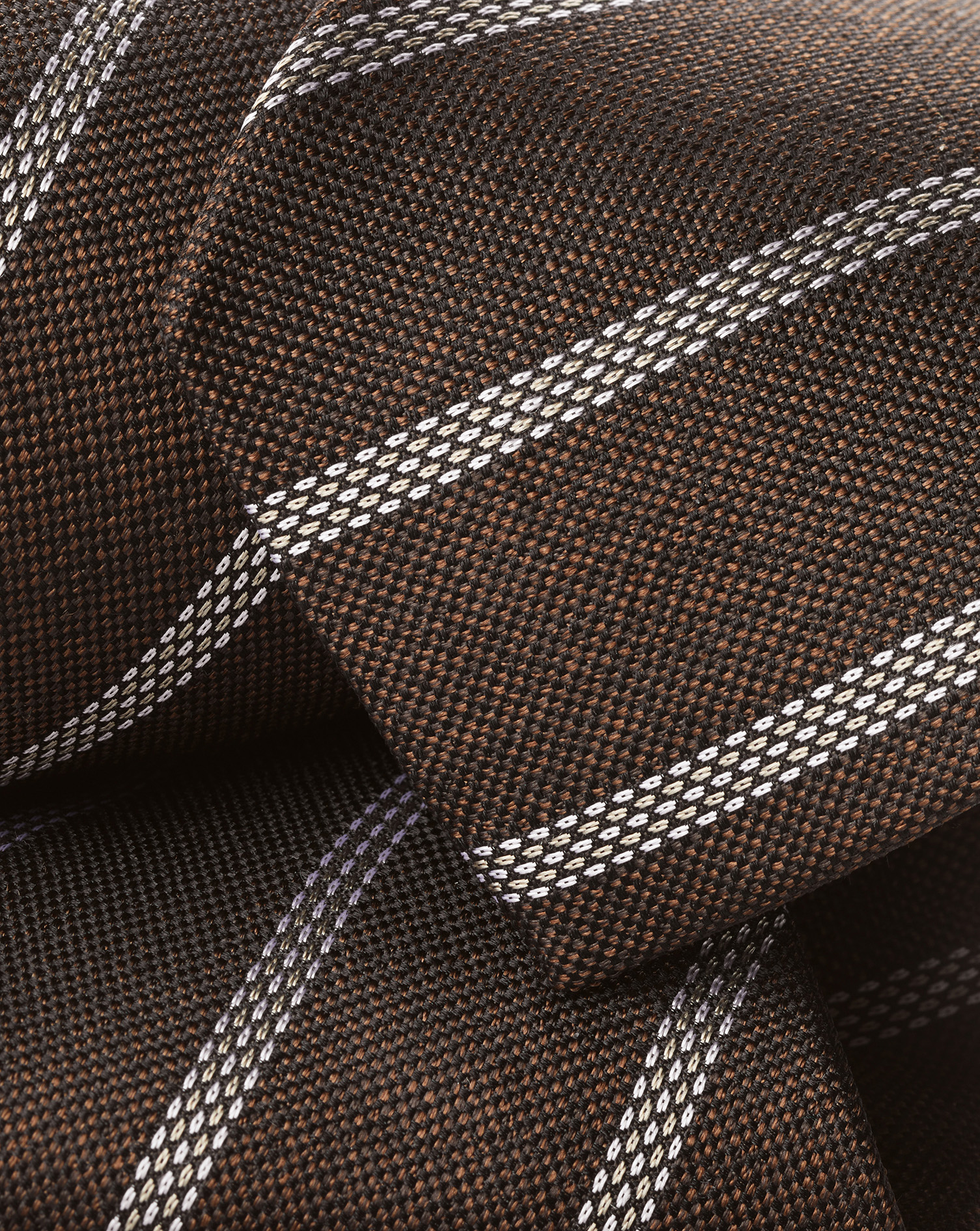 Stripe Silk Tie - Chocolate Brown & Silver