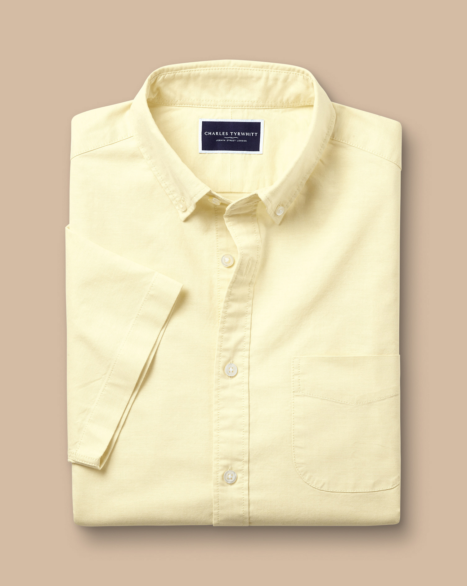 Stretch Washed Oxford Short Sleeve Shirt - Lemon