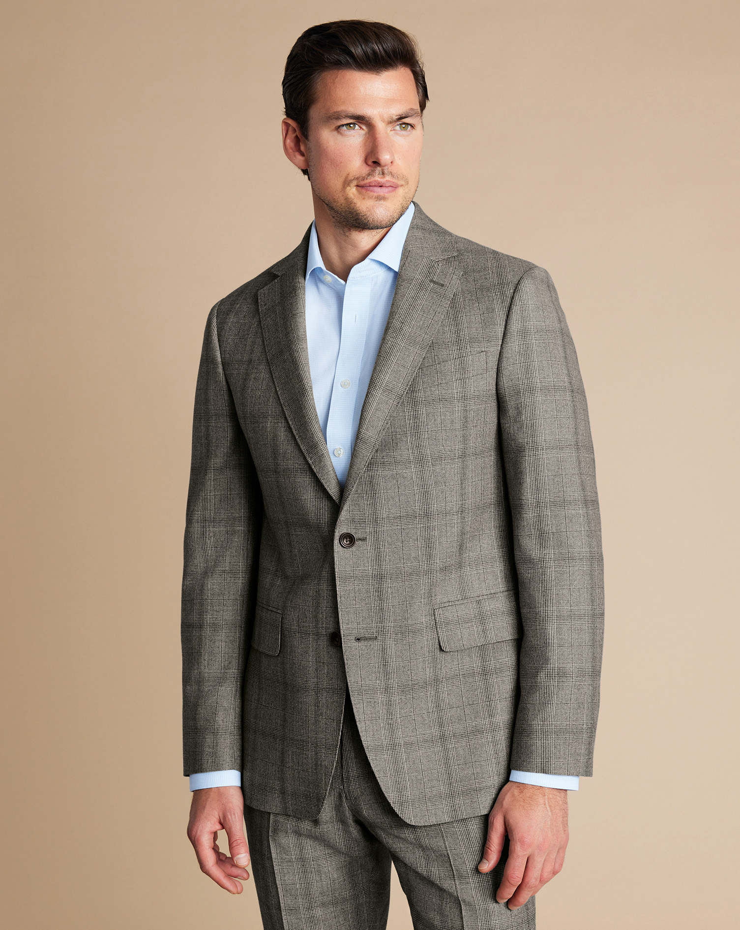 Ultimate Performance Check Suit Jacket  - Cappuccino