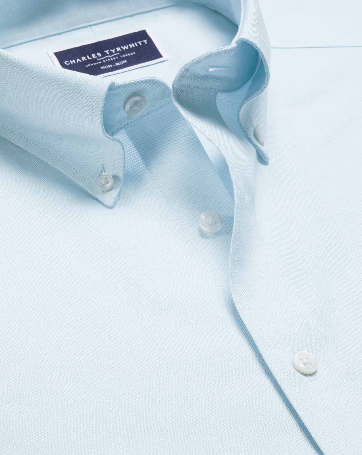 Button-Down Collar Non-Iron Stretch Oxford Shirt - Sky Blue