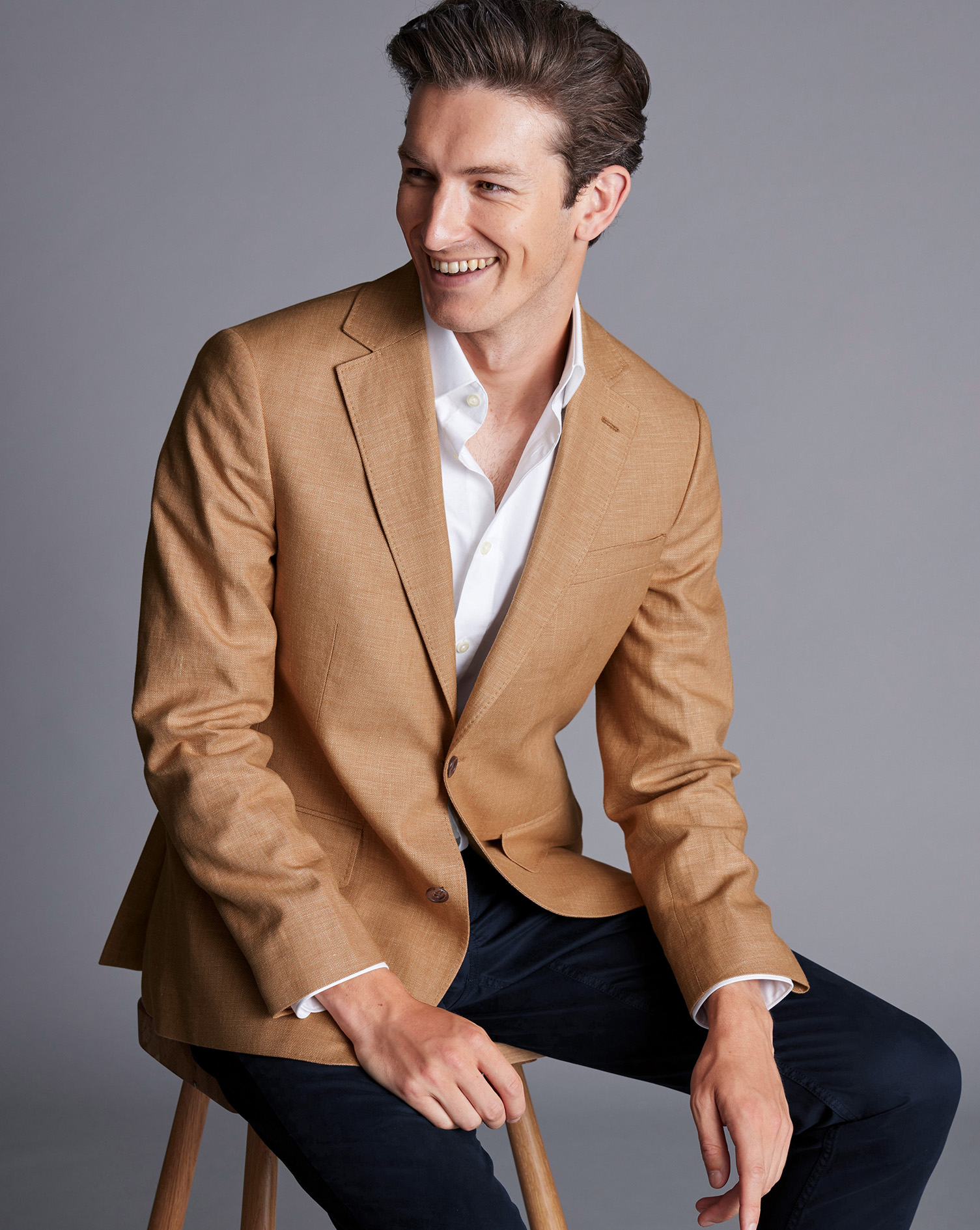 Linen Cotton Jacket - Camel