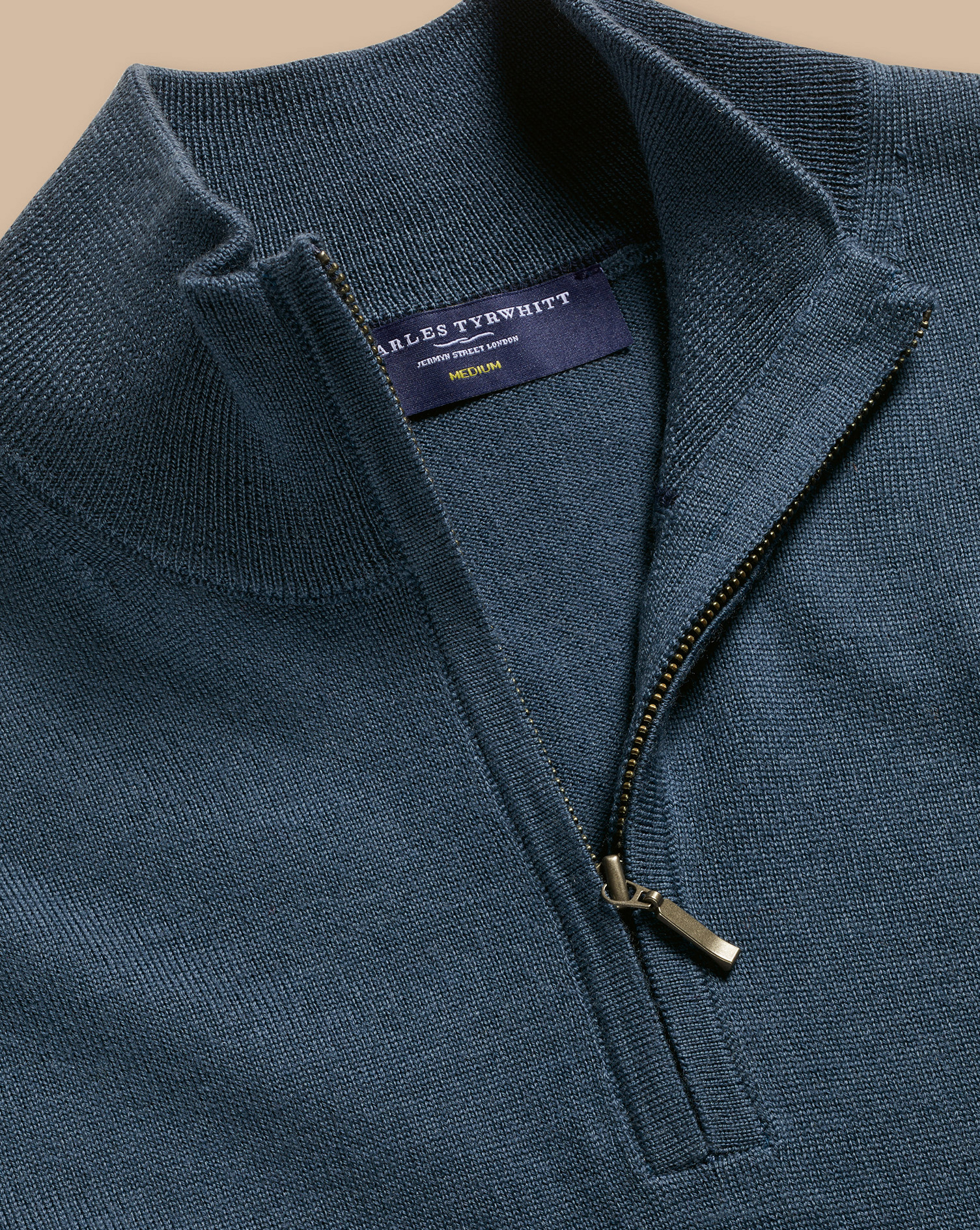 Merino Zip Neck Jumper - Petrol Blue