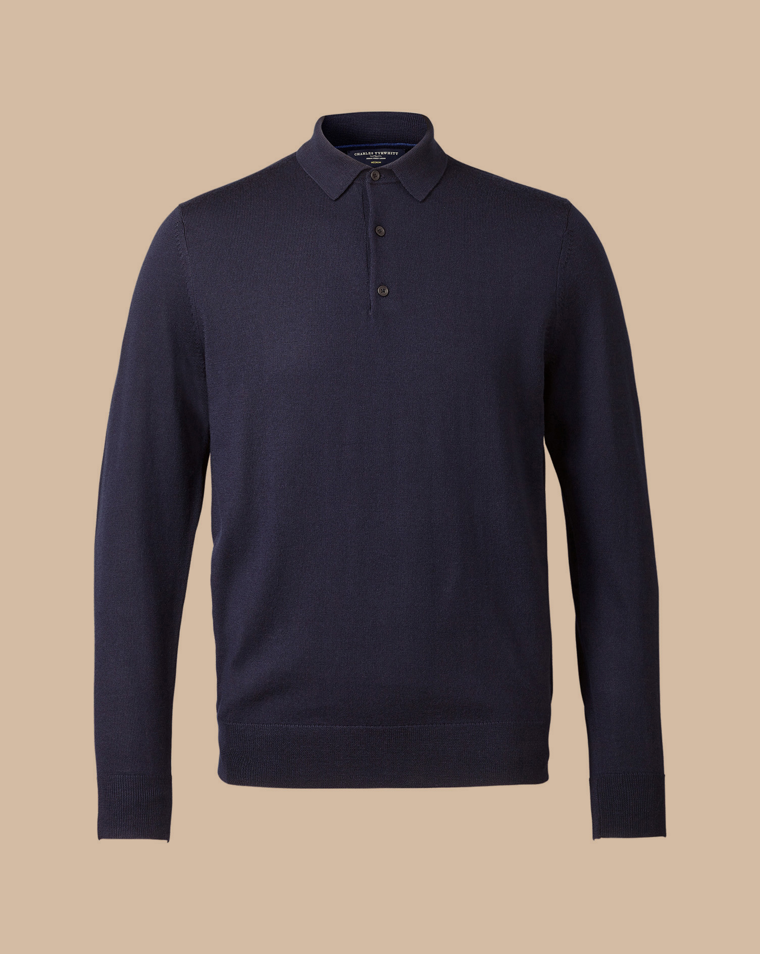 Merino Polo Jumper - Navy