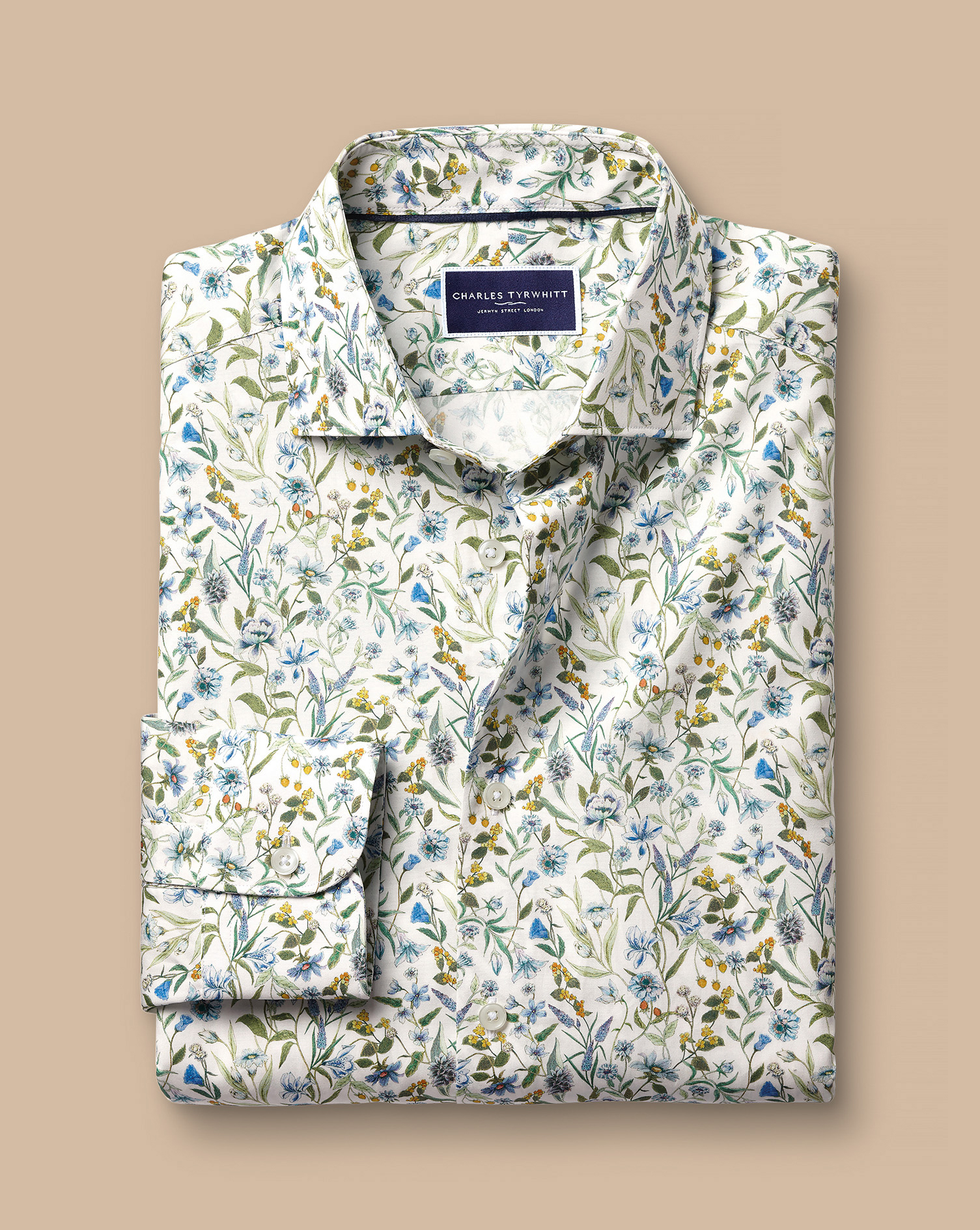 Made with Liberty Fabric Semi-Cutaway Collar Floral Print Shirt - Multi