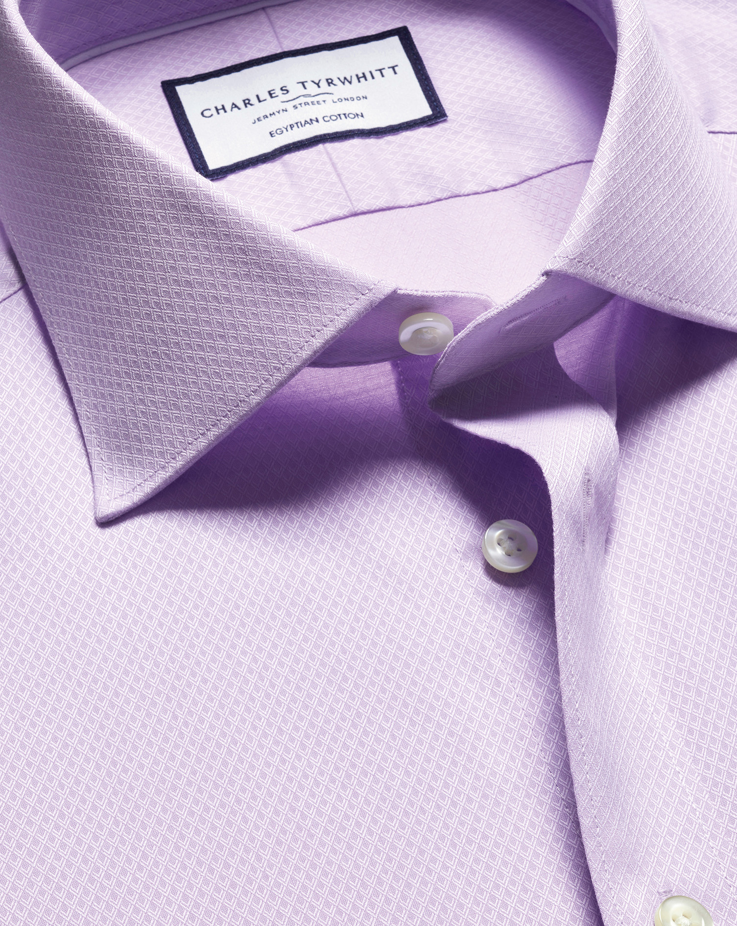 Charles Tyrwhitt Luxuriöses Hemd in Ascot-Bindung - Lila Knopfmanschette