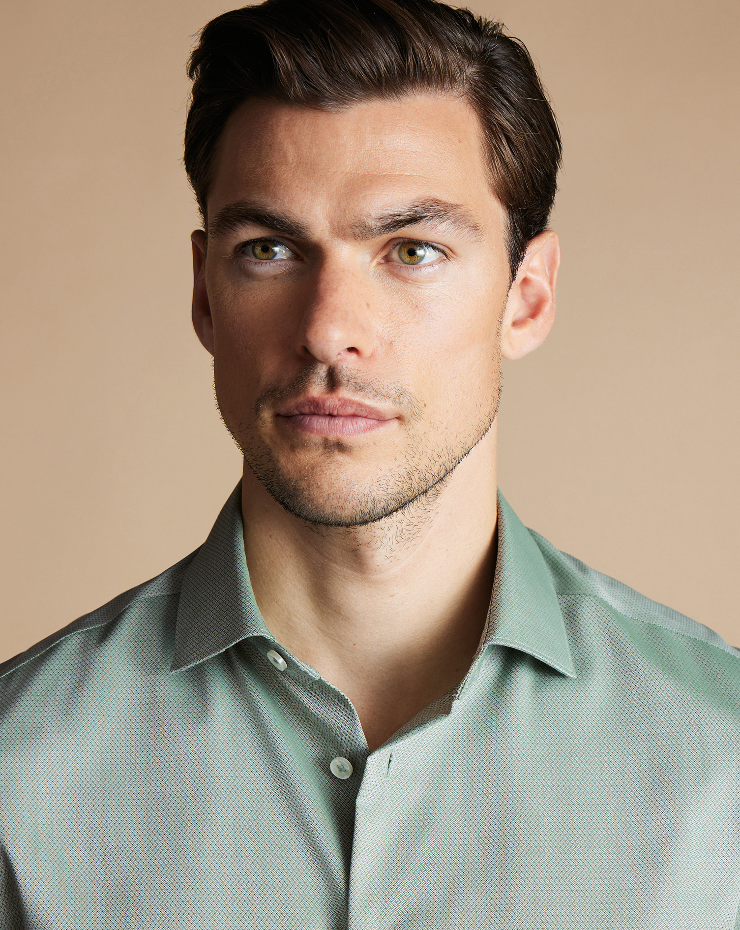 Non-Iron Stretch Texture Shirt  - Light Green