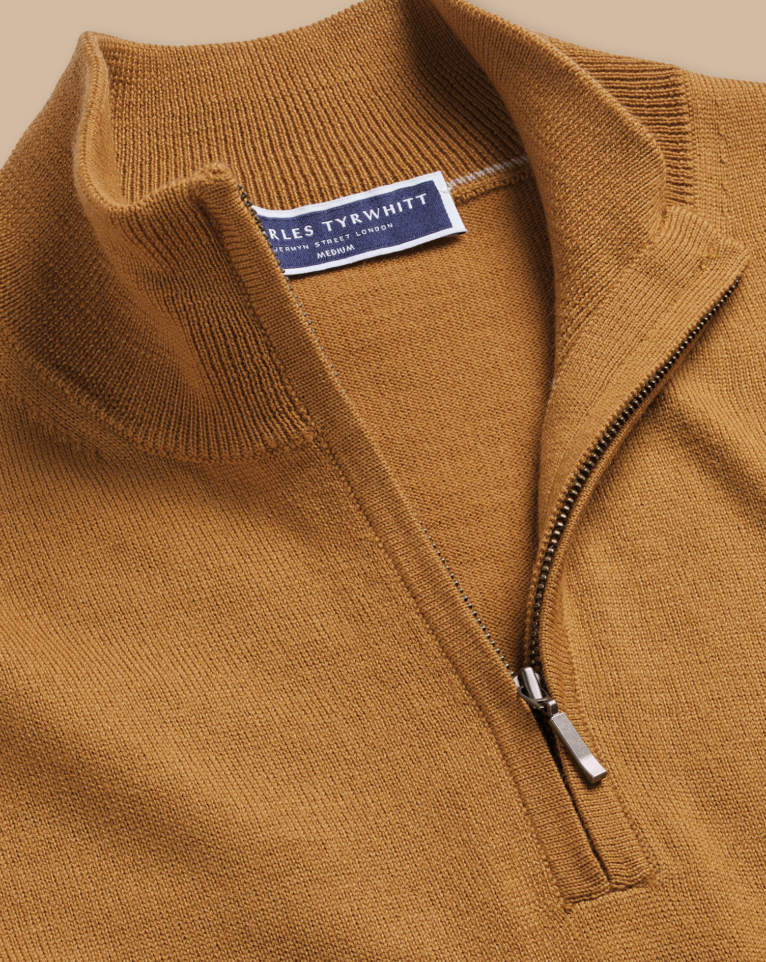 Merino Zip Neck Jumper - Gold