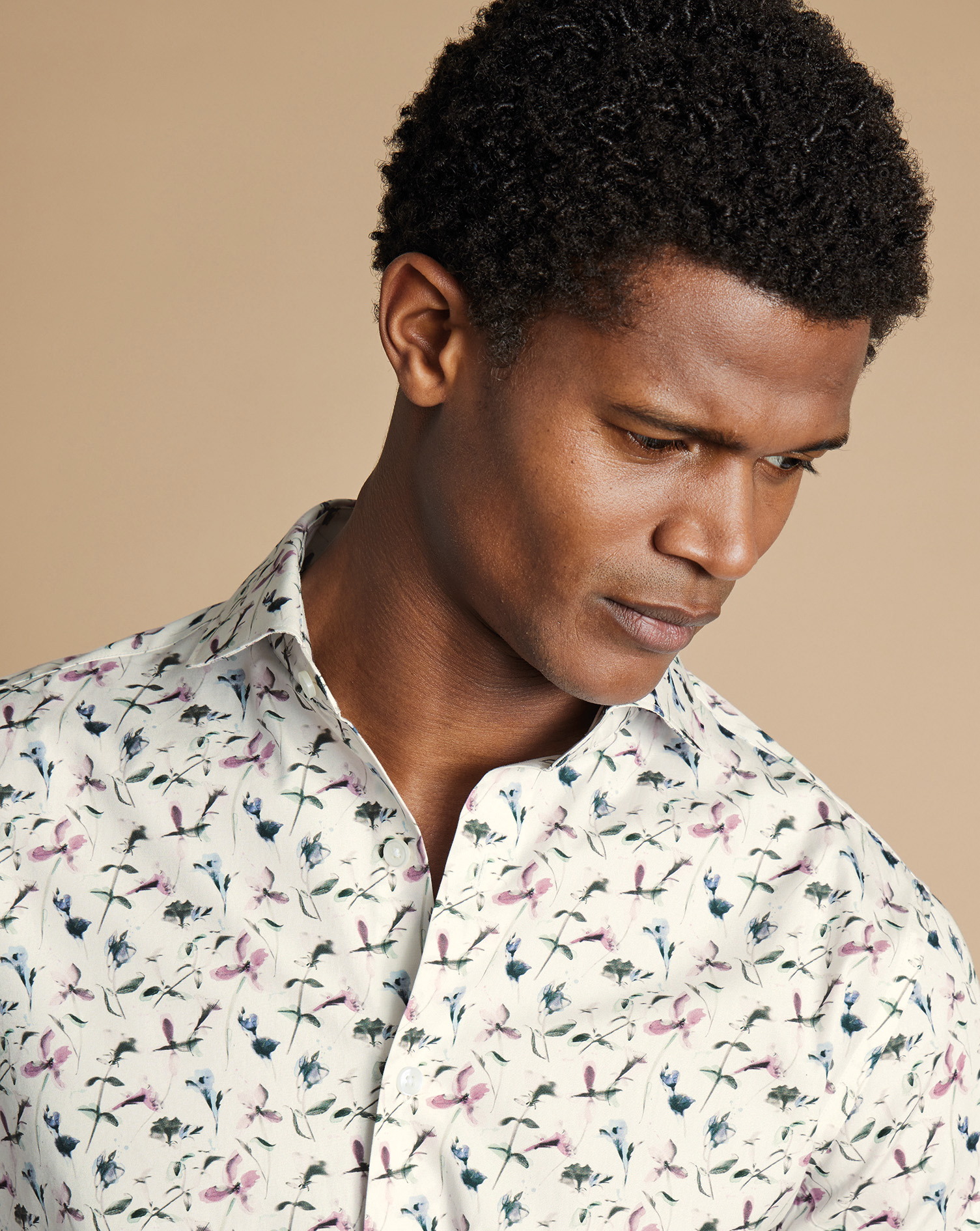 Made with Liberty Fabric Semi-Cutaway Floral Shirt - Ivory